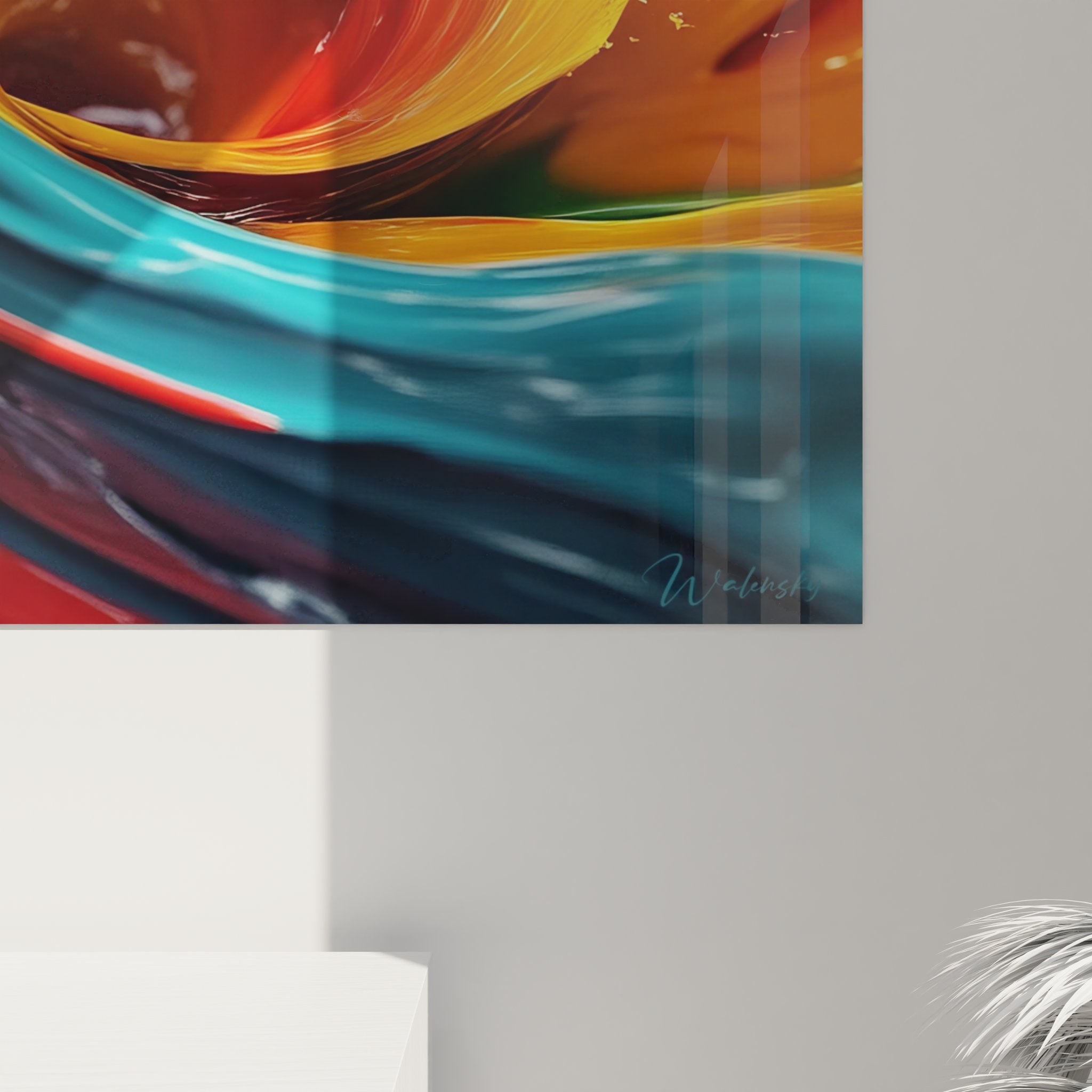 Vue ensemble tableau mural spirale vortex liquide décoration murale moderne