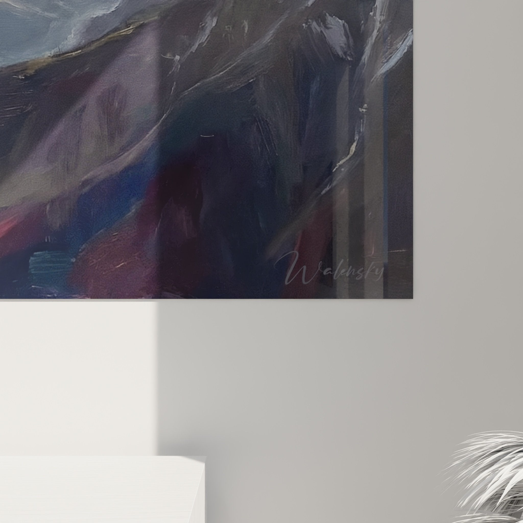 Vue ensemble tableau mural Spitz Pomeranien paysage alpin decoration interieur moderne cadre elegant