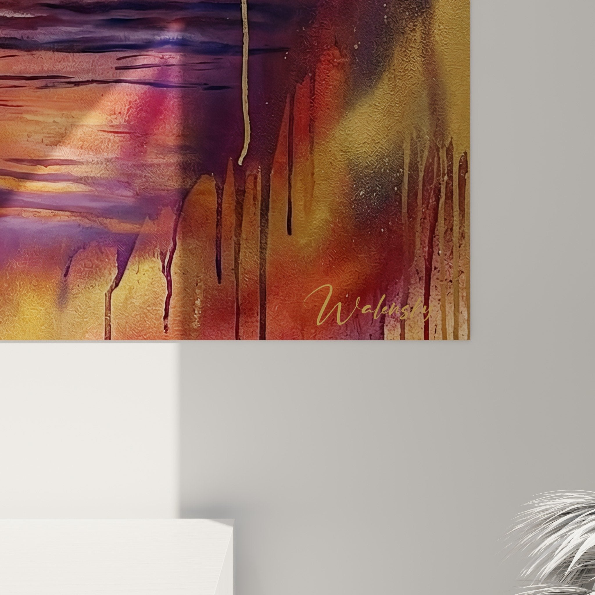 Vue ensemble tableau surfeur silhouette coucher soleil orange violet decoration murale Bali