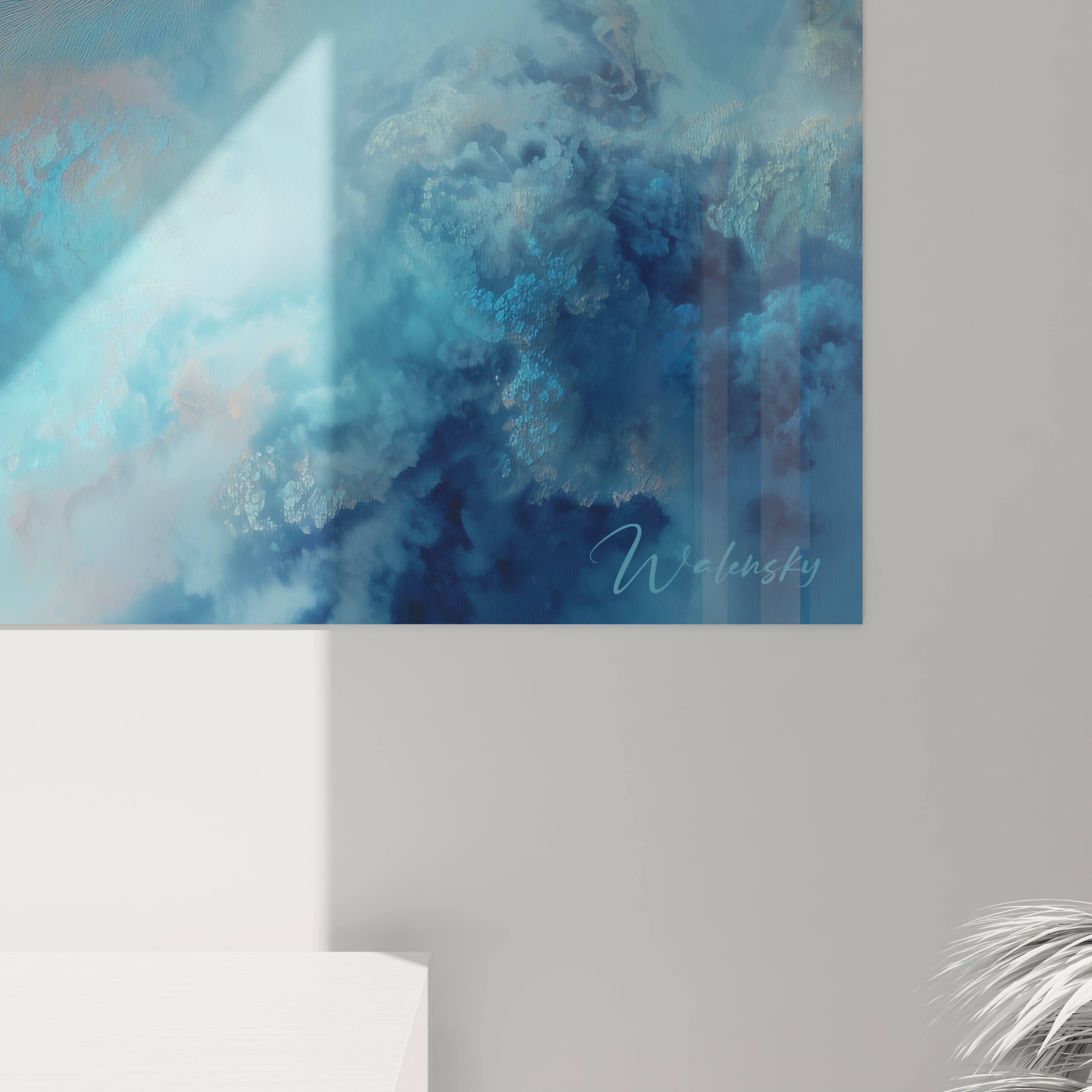 Vue ensemble tableau mural tigre préhistorique mystique décoration art nuages