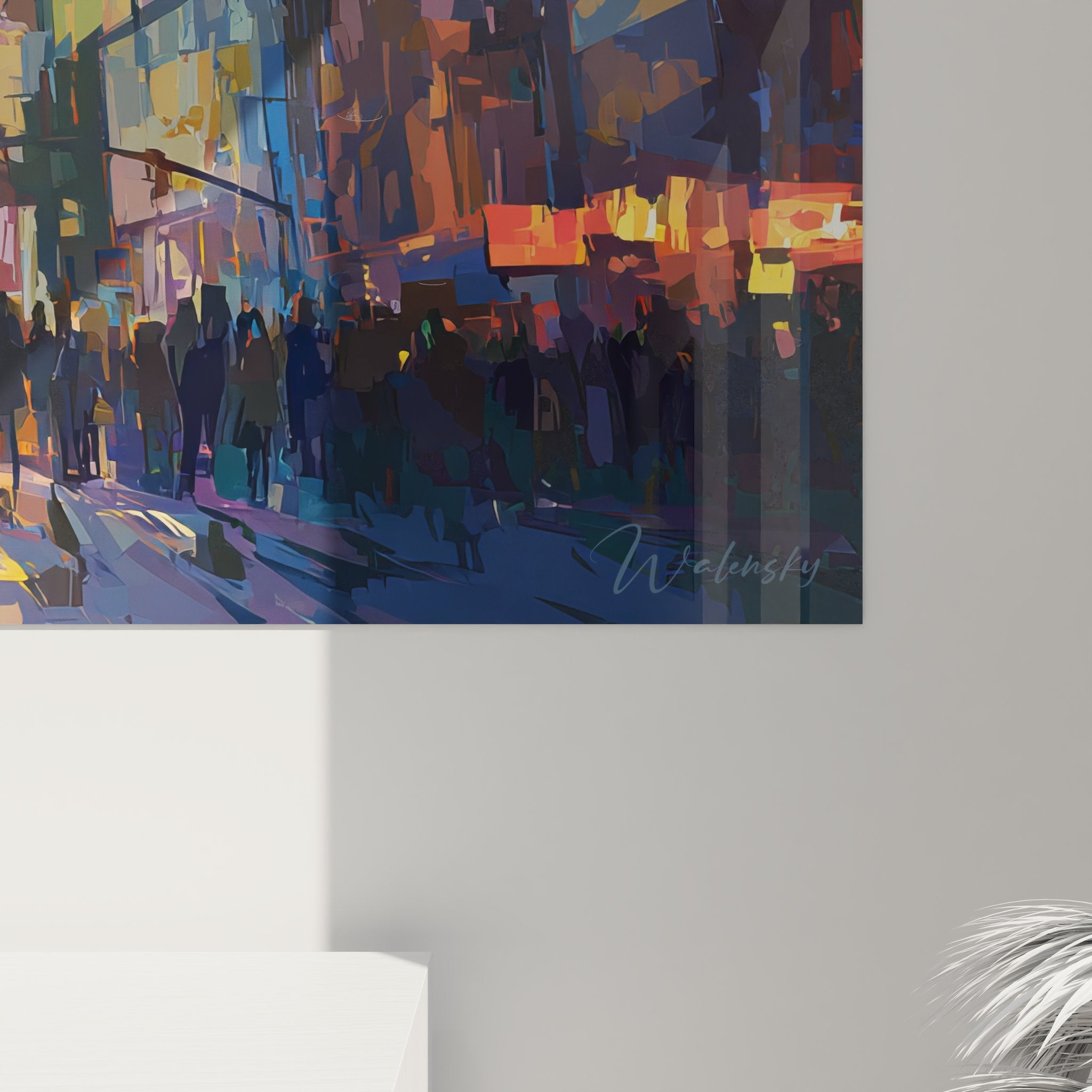 Vue ensemble tableau Times Square mural art urbain New York décoration moderne salon