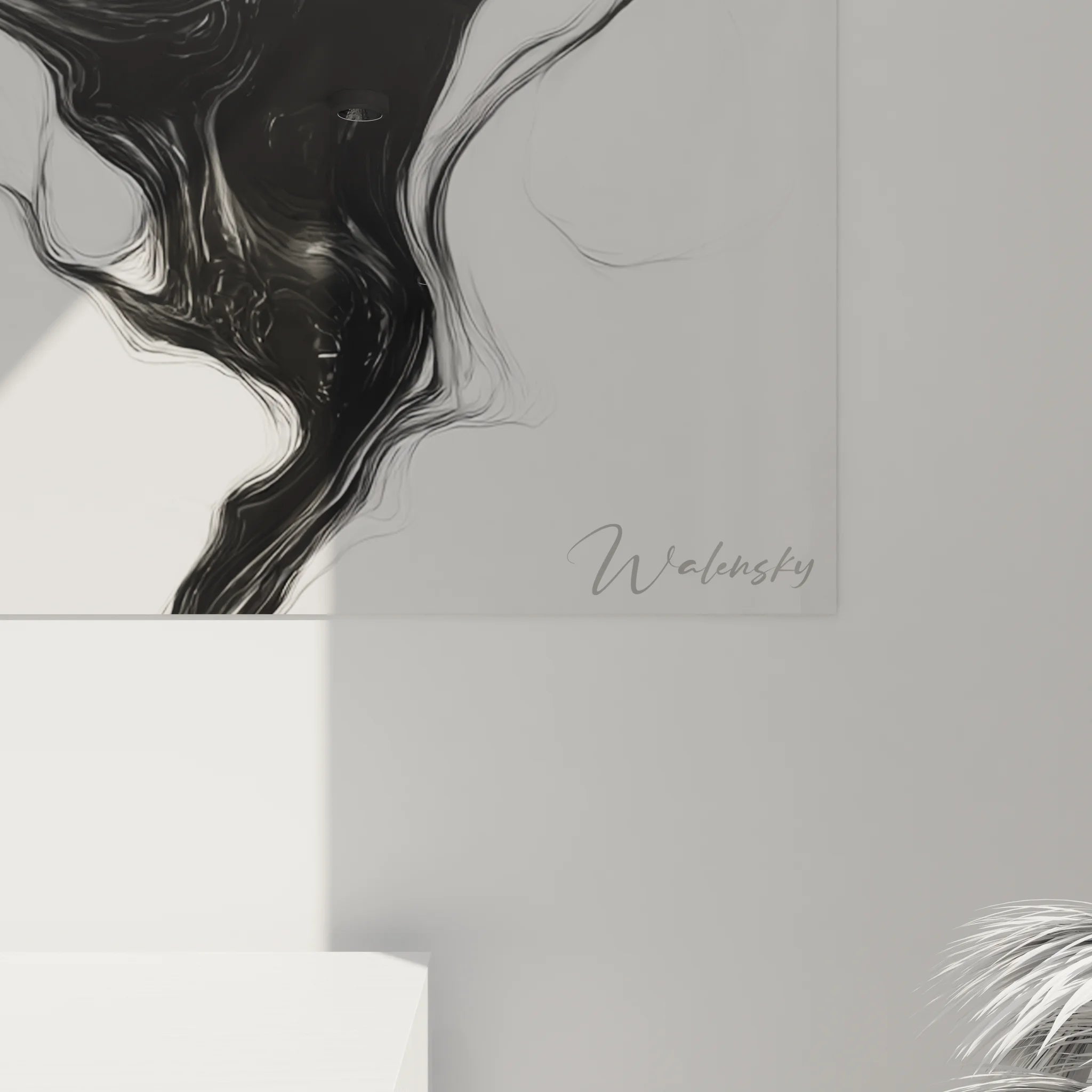 Vue d'ensemble tableau visage noir et blanc style fluide pour décoration intérieure contemporaine chic