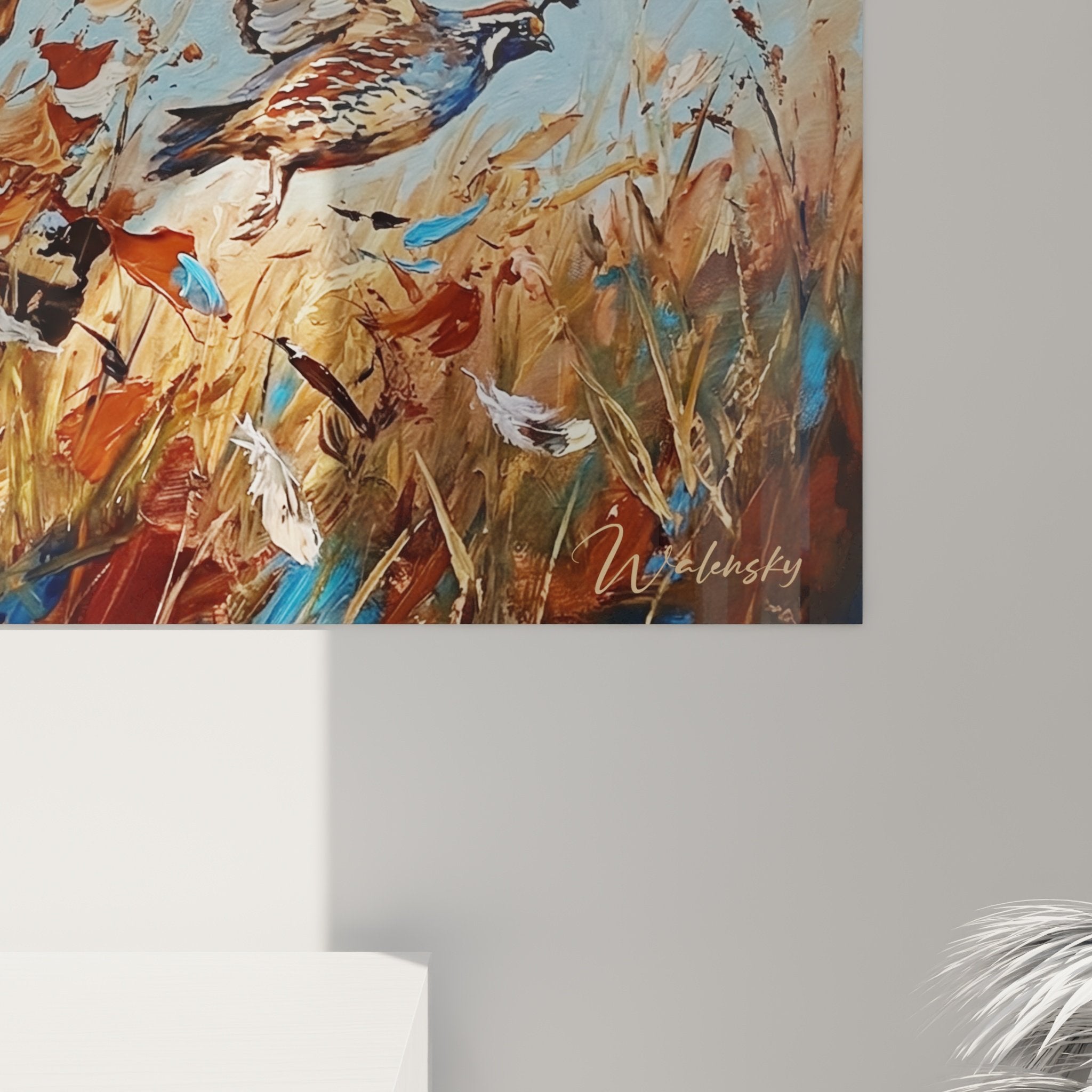 Tableau mural Vizsla chasse cailles vue d'ensemble décoration intérieur