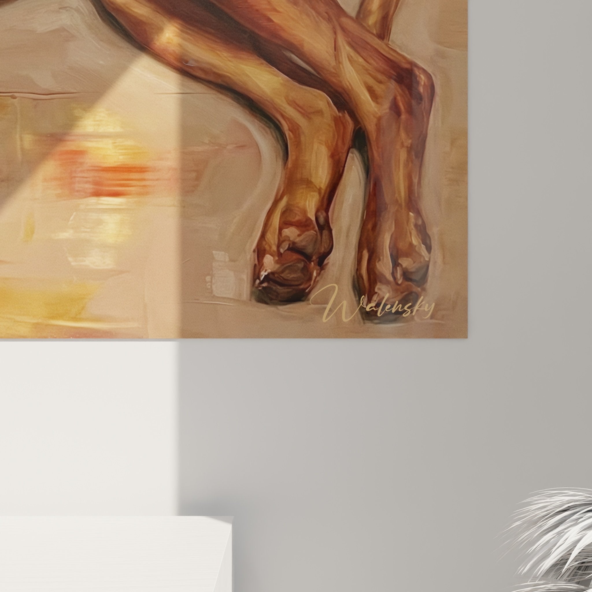 Vue ensemble tableau Vizsla tons chauds intégration décoration intérieure harmonieuse