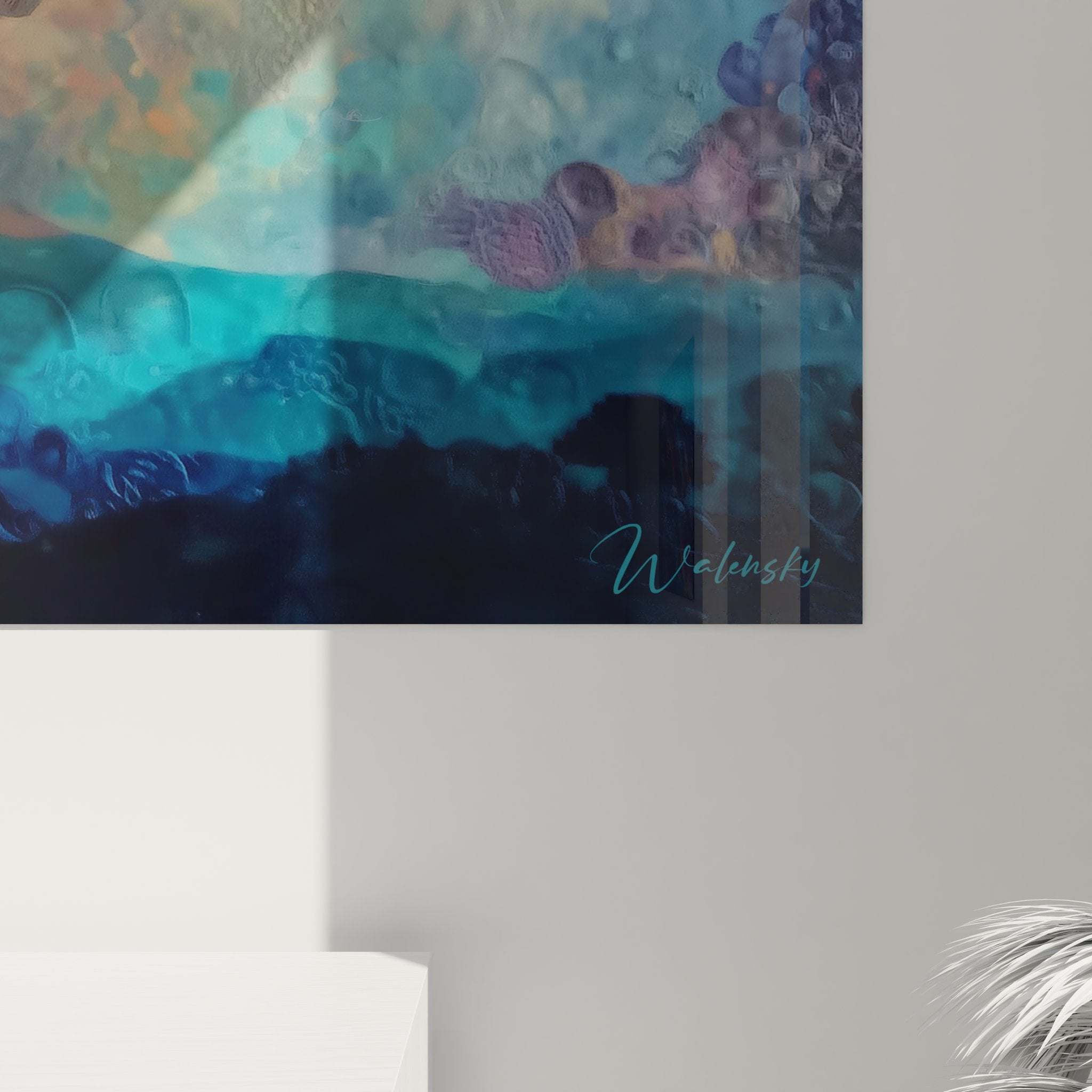 Vue ensemble tableau volcan mystique éruption cosmique art mural