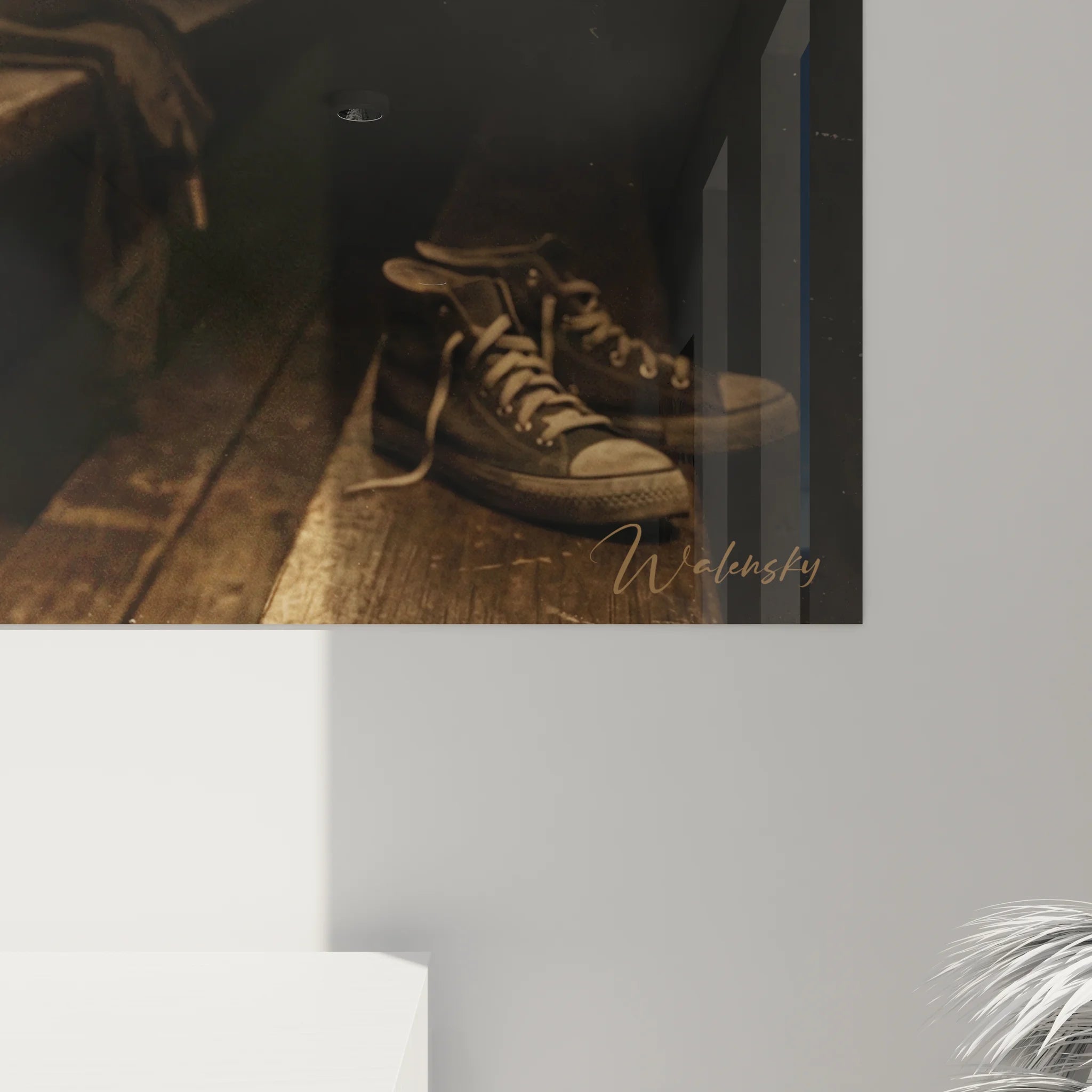 Vue ensemble tableau XXL basketball vestiaire rétro ambiance nostalgique sport