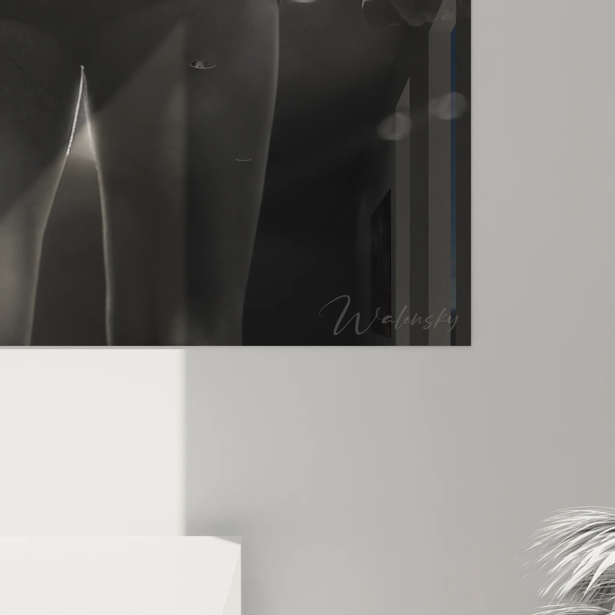 Vue ensemble tableau XXL fitness femme décoration murale sport noir et blanc