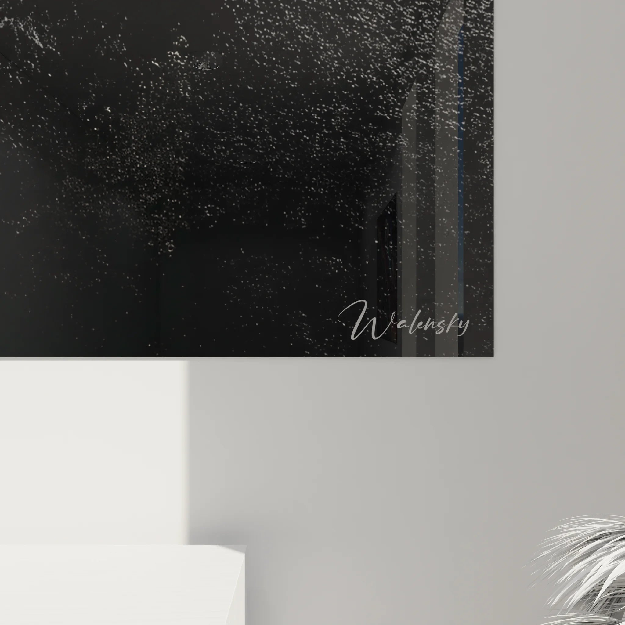 Vue ensemble tableau XXL plage aérienne noir et blanc décoration intérieur contemporain marin