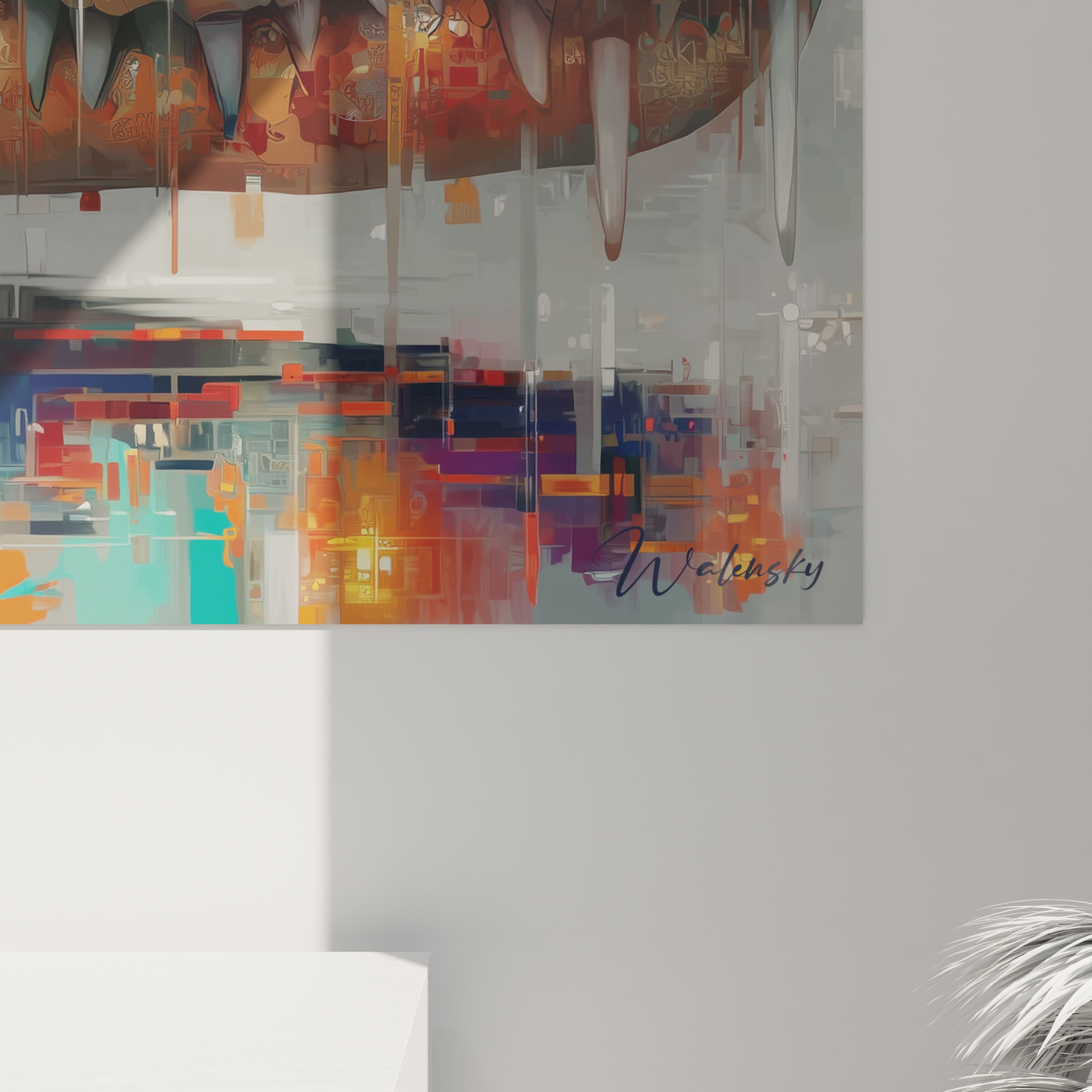 Vue ensemble toile crocodile mosaïque digitale art mural contemporain multicolore