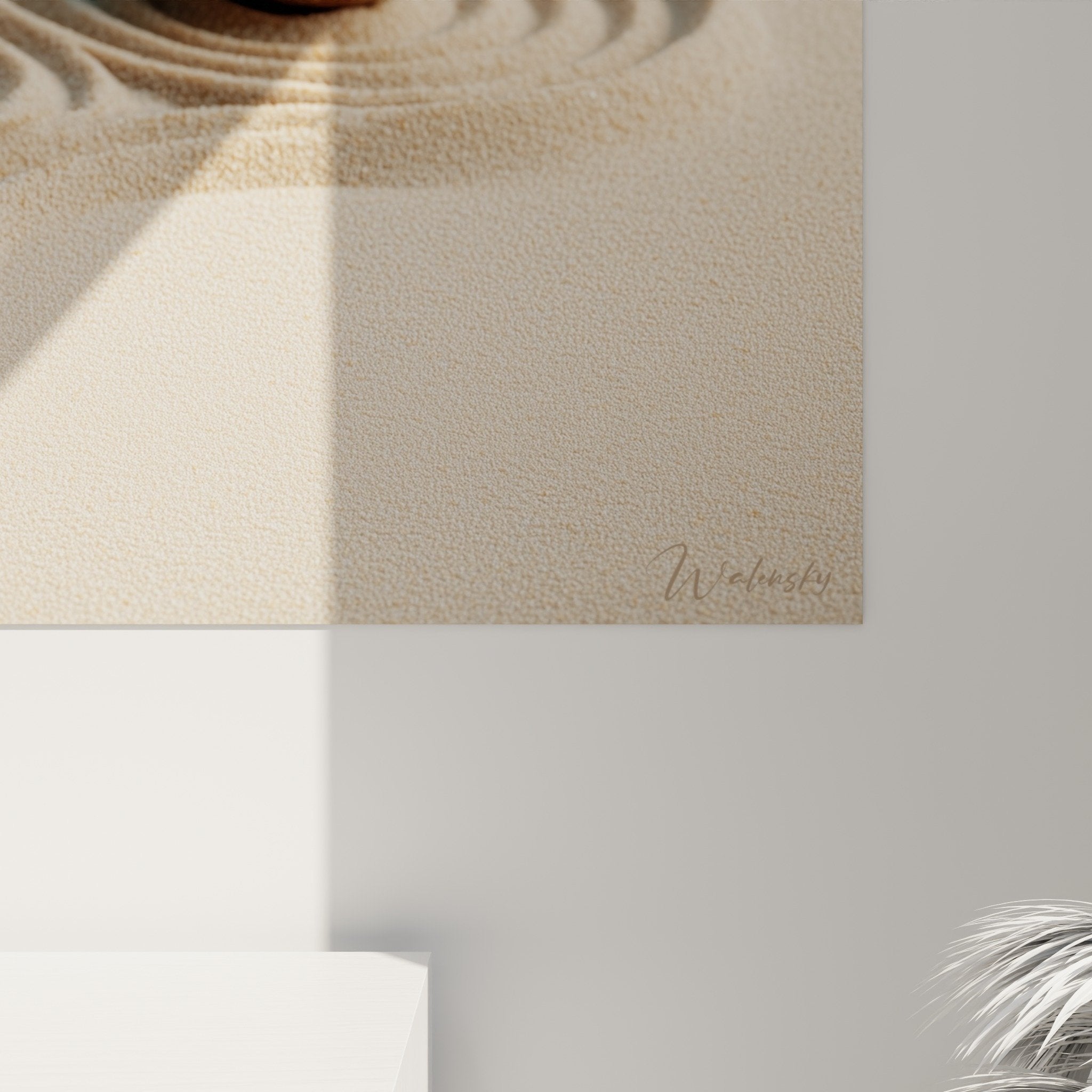 vue ensemble tableau galets zen sable ratisse composition minérale equilibree