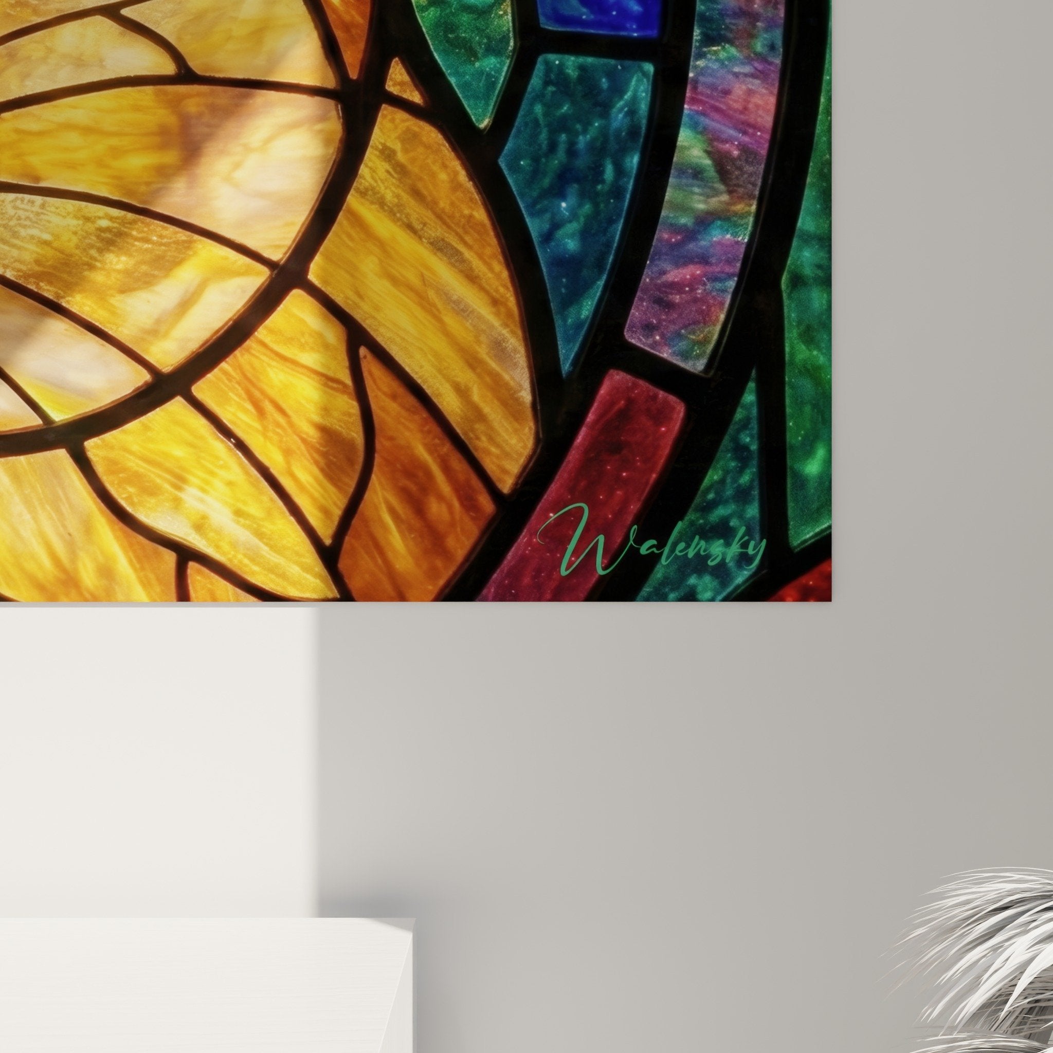 Gesamtansicht Hamster-Kunstwerk in buntem Tiffany-Stil originale Inneneinrichtung