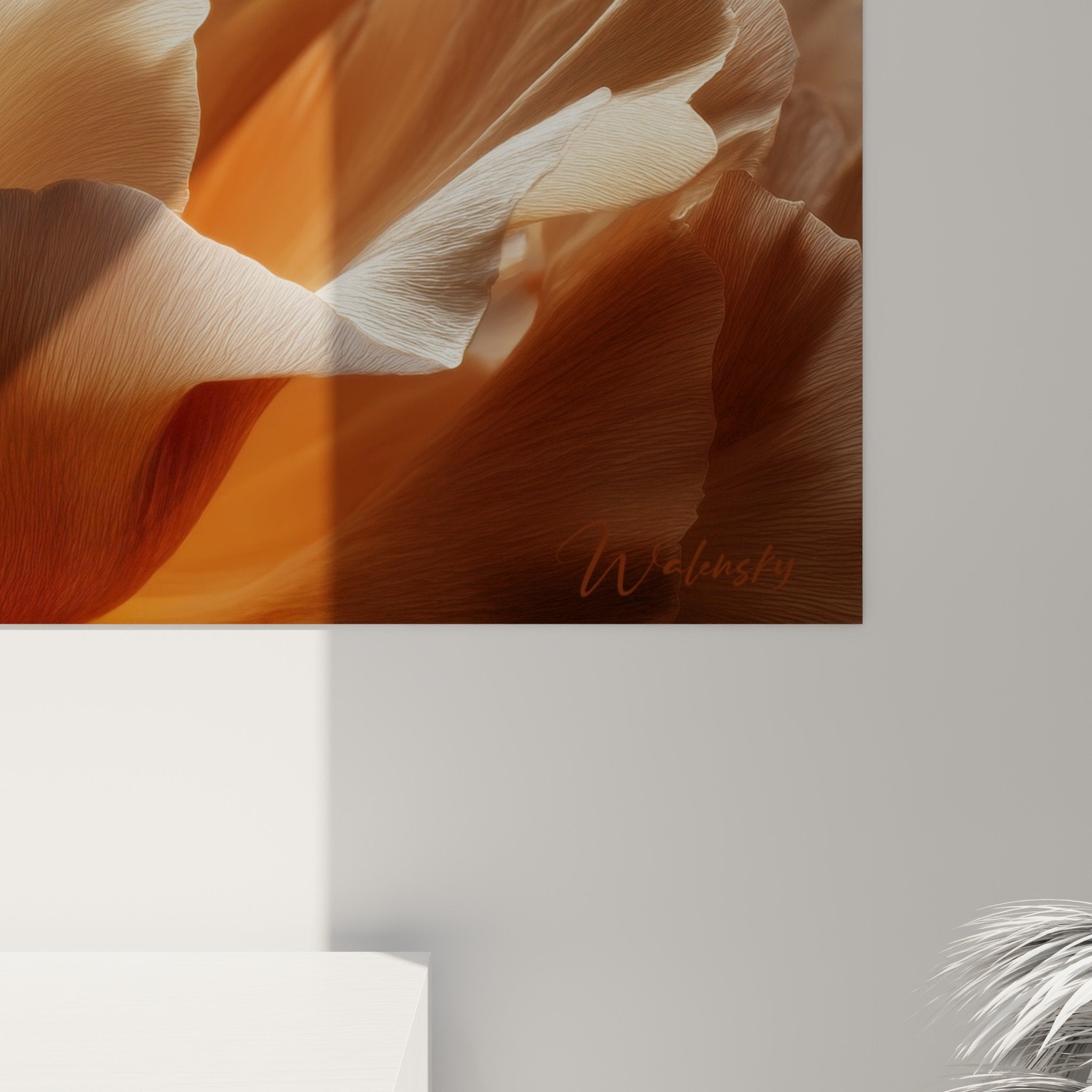 Vue ensemble tableau pivoine teintes pouderees decoration interieure feng shui sud-ouest terre