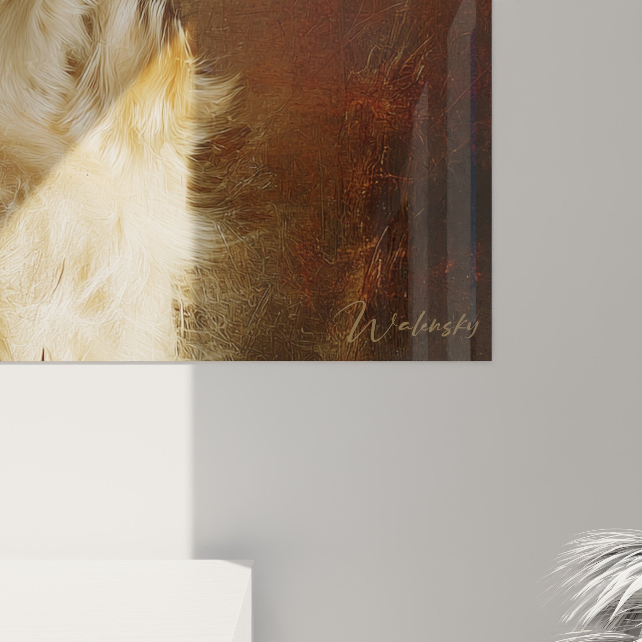 Vue ensemble portrait Cocker Americain decoration murale elegante tons naturels ambres