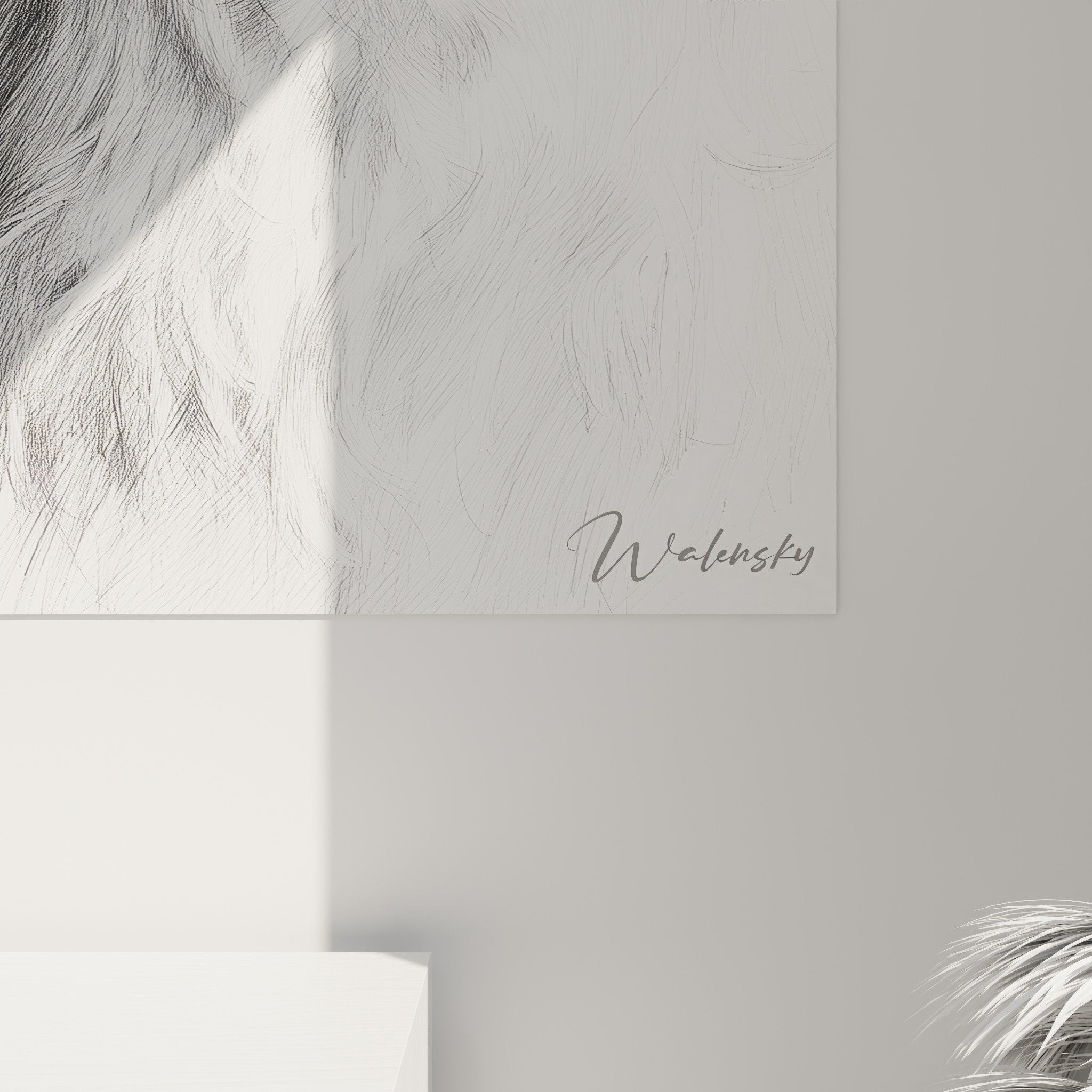 Vue ensemble portrait coton tulear pelage blanc tableau mural decoration interieur art animalier realiste