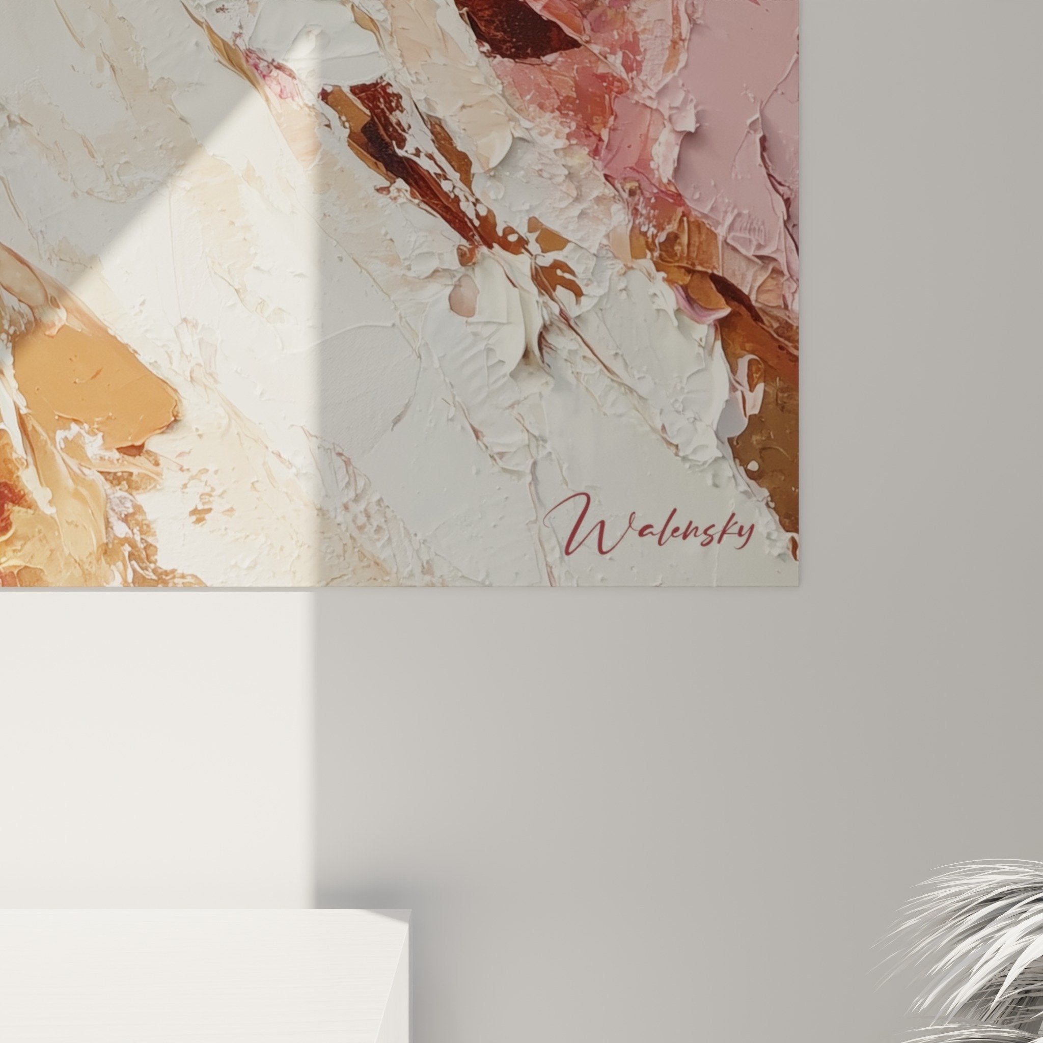 Abstract pink burgundy wall art living room feng shui southwest earth element decor