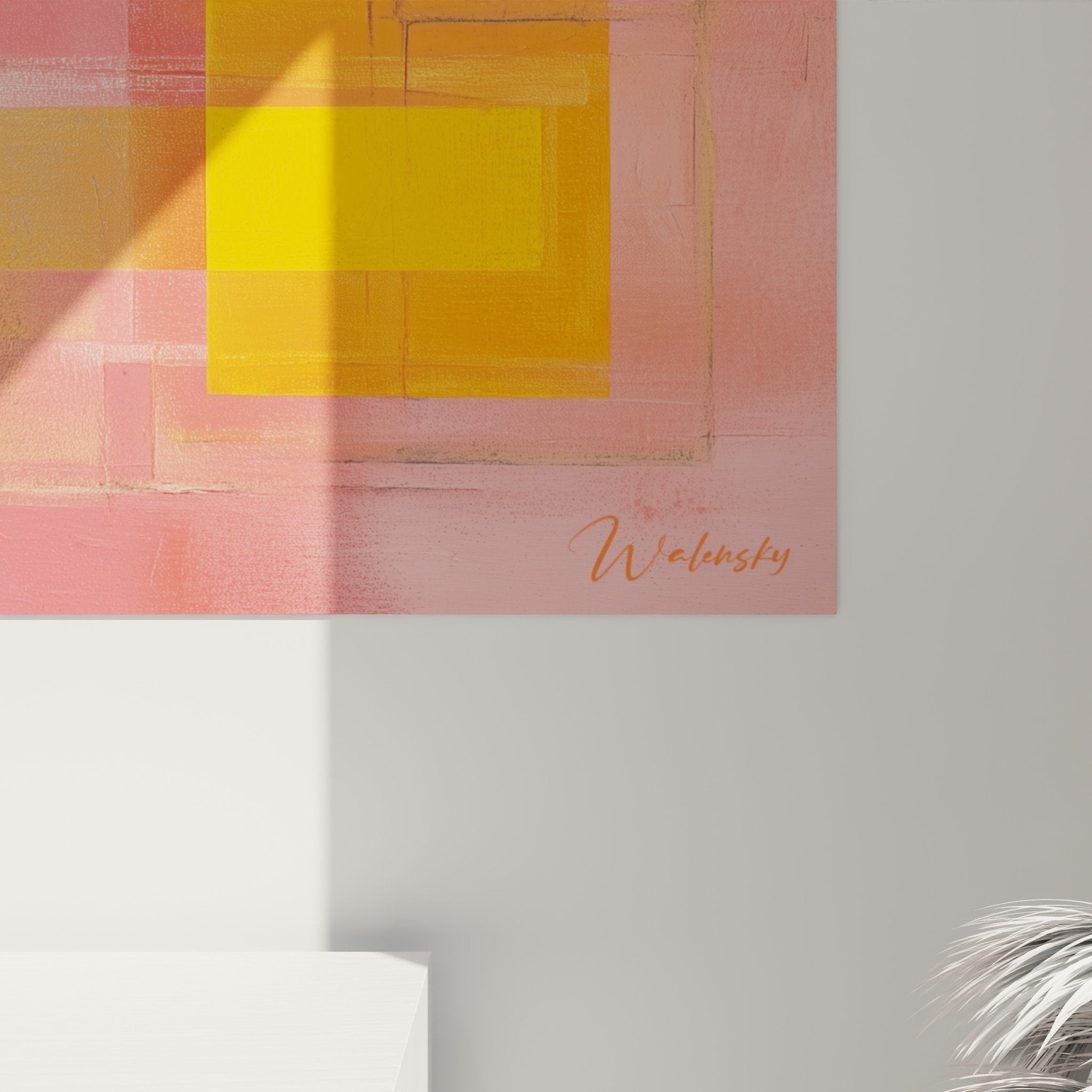 Overview abstract orange pink painting modern living room wall decor Feng shui Southwest