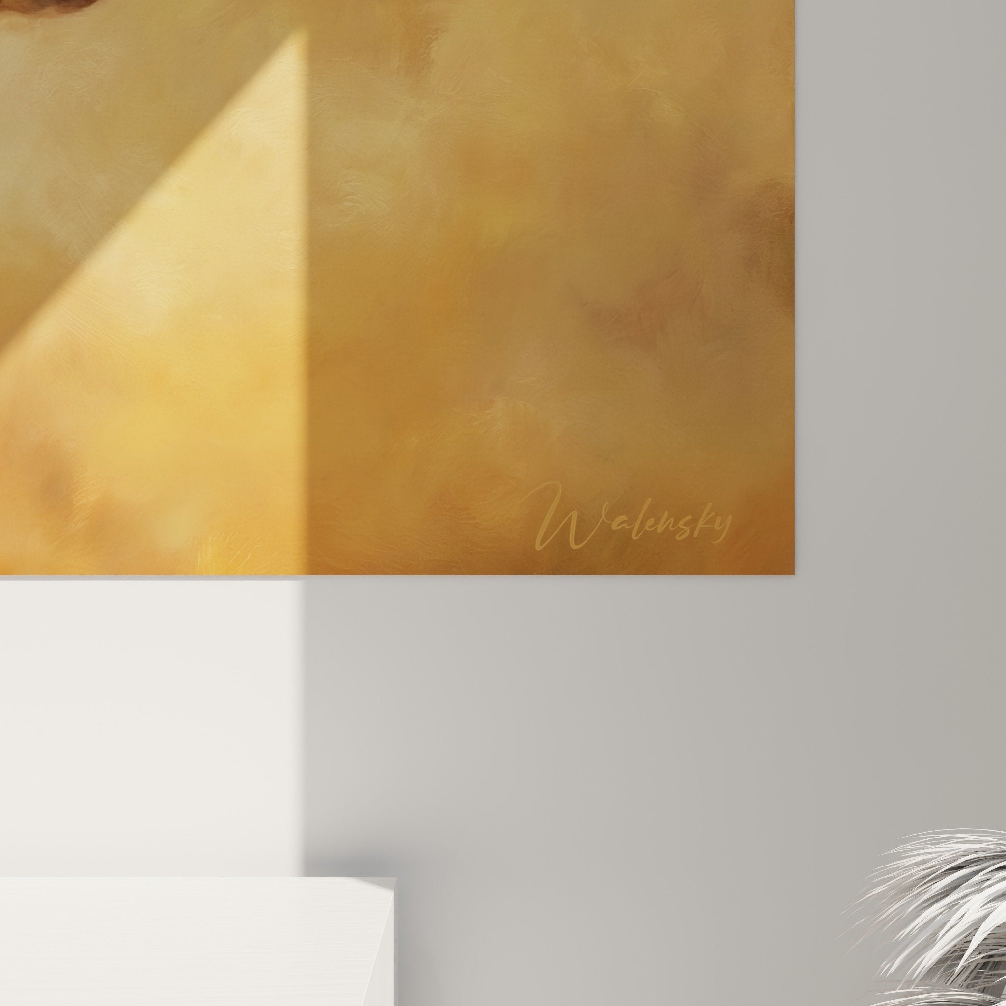 Gesamtansicht Antilopen-Kunstwerk Wohnzimmer Wanddekoration Tiermotiv Ocker-Töne