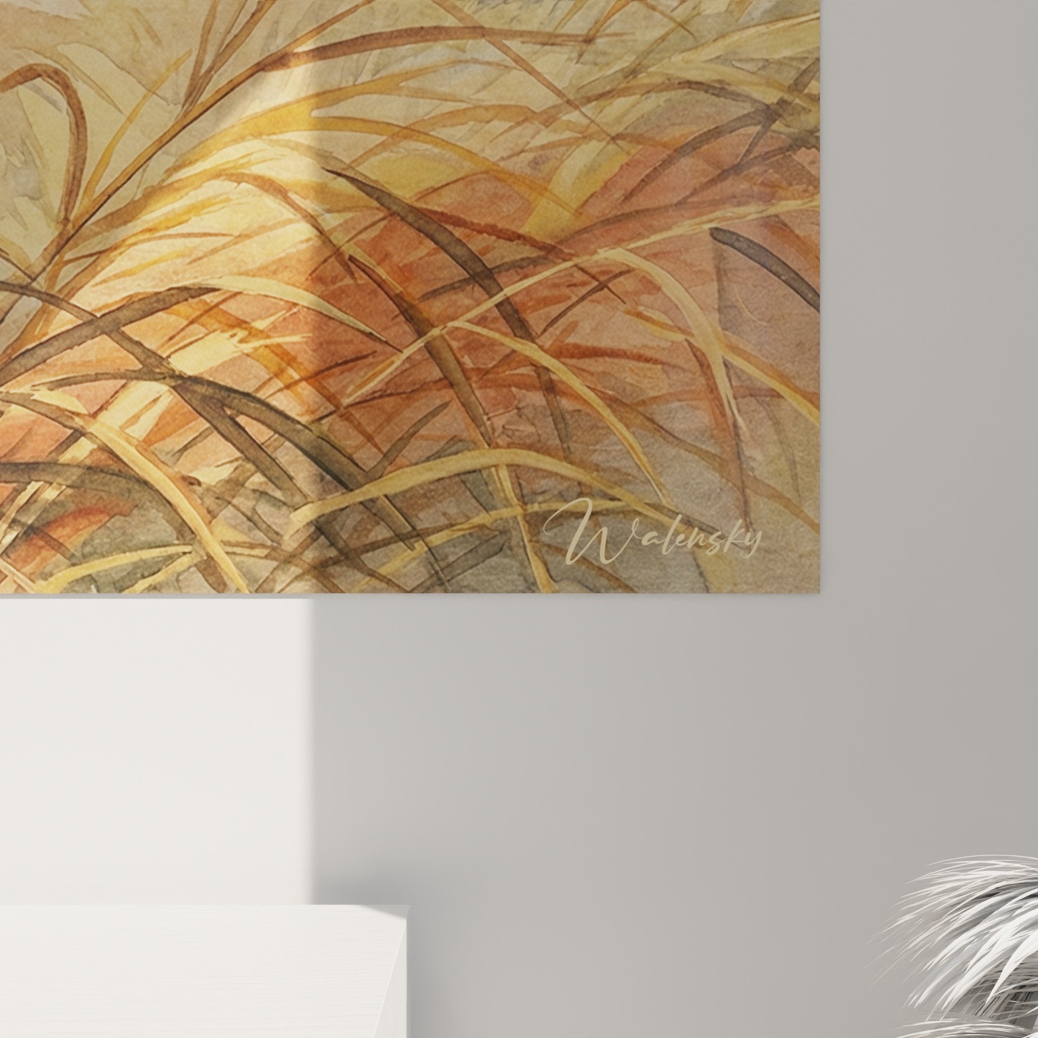 Overview of Braque Weimar painting in living room, cynegetic wall art decoration