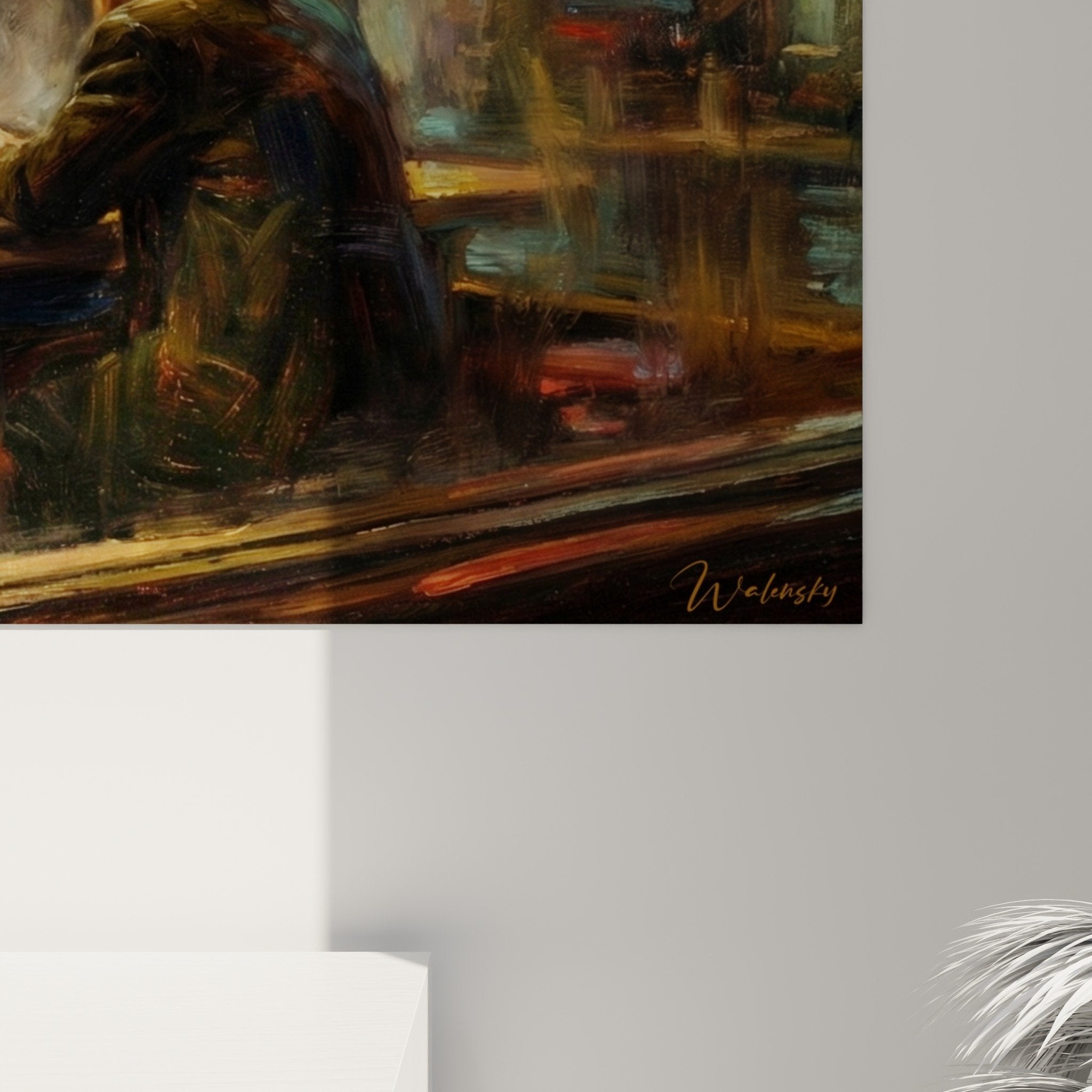 Vue ensemble tableau diner Manhattan salon decoration urbaine contemporaine