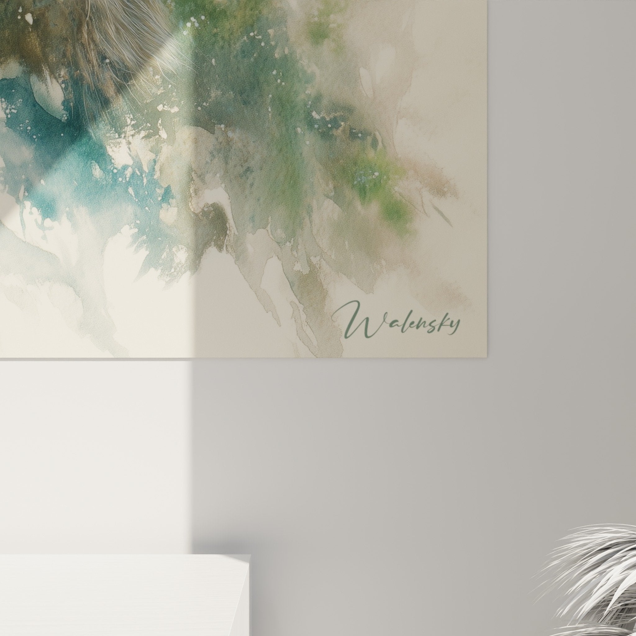 Gesamtansicht Löwe Aquarell Gemälde Wohnzimmer Wanddekoration sophistizierte Tierkunst