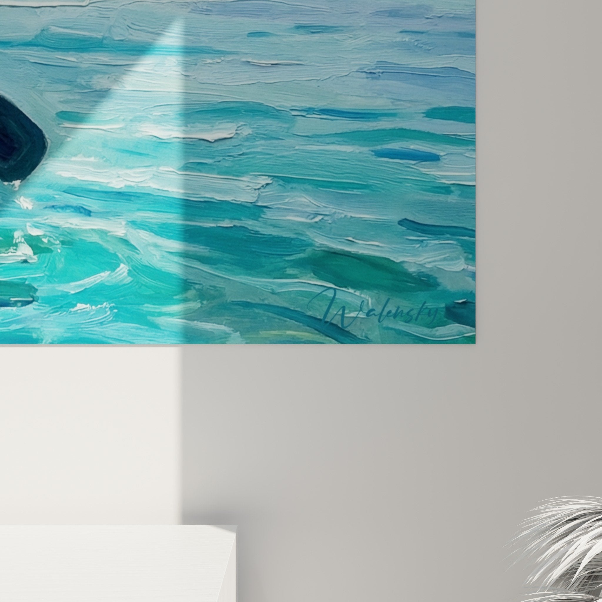 Vue ensemble tableau paddle salon decoration murale eaux bleues ambiance marine art sport nautique