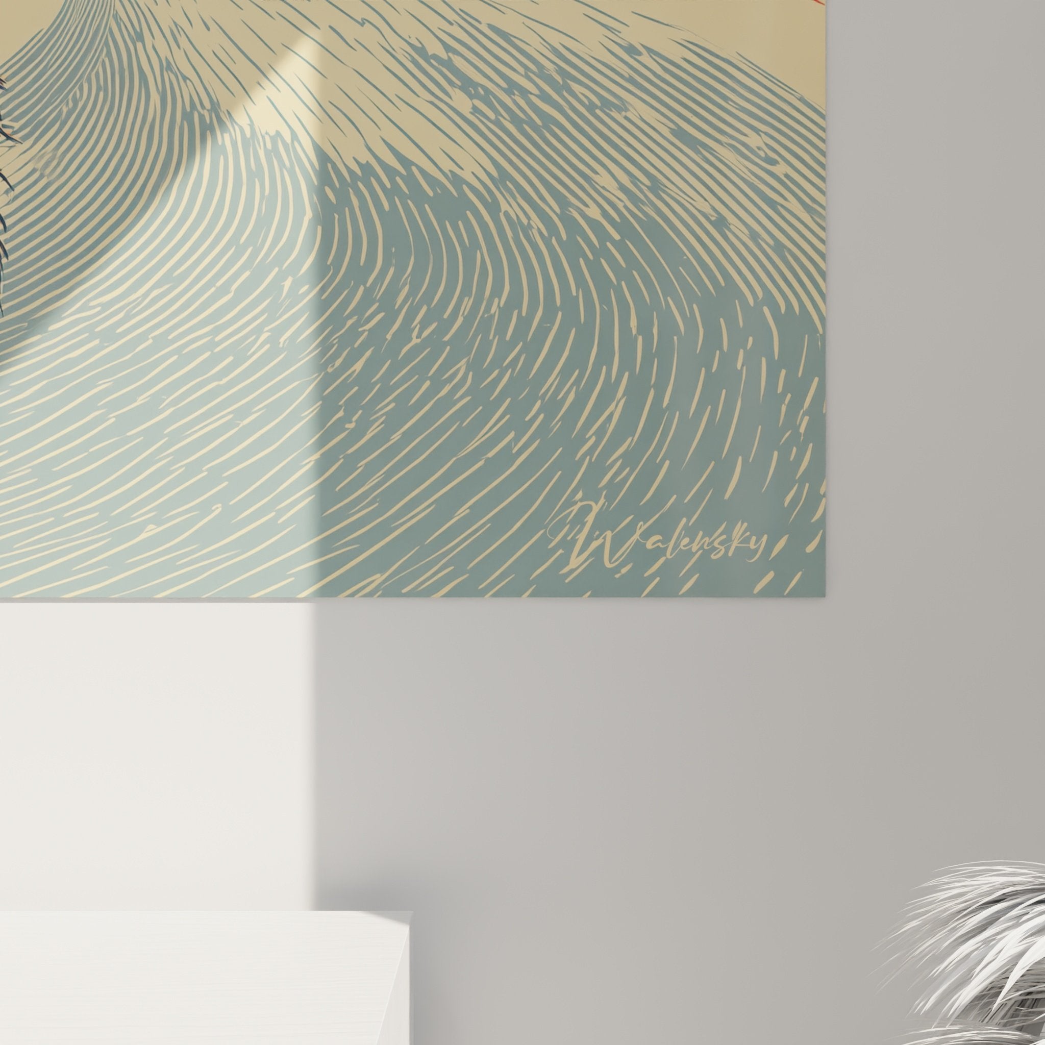 Vue ensemble tableau Setter Irlandais décoratif couleurs chaudes salon moderne art canin