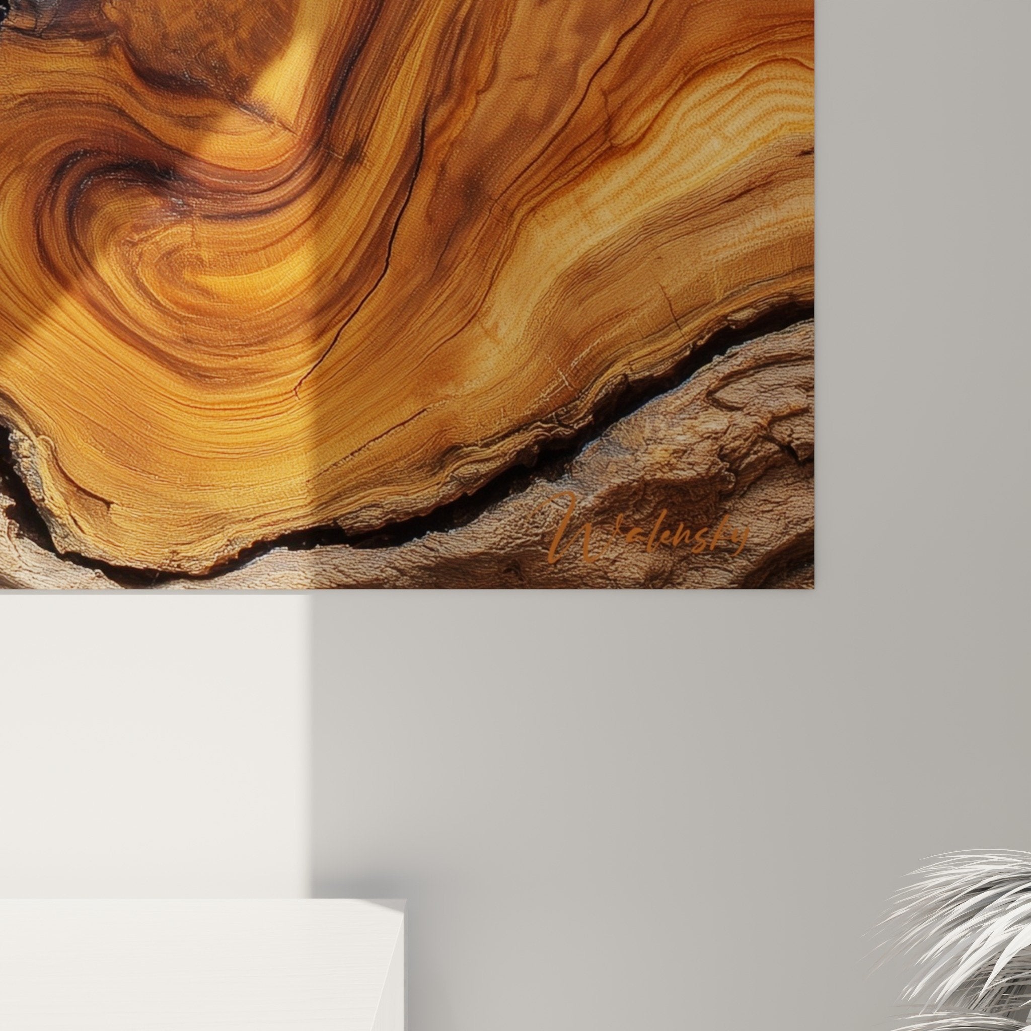 tableau geologique strates orangees et grises perspective feng shui est bois