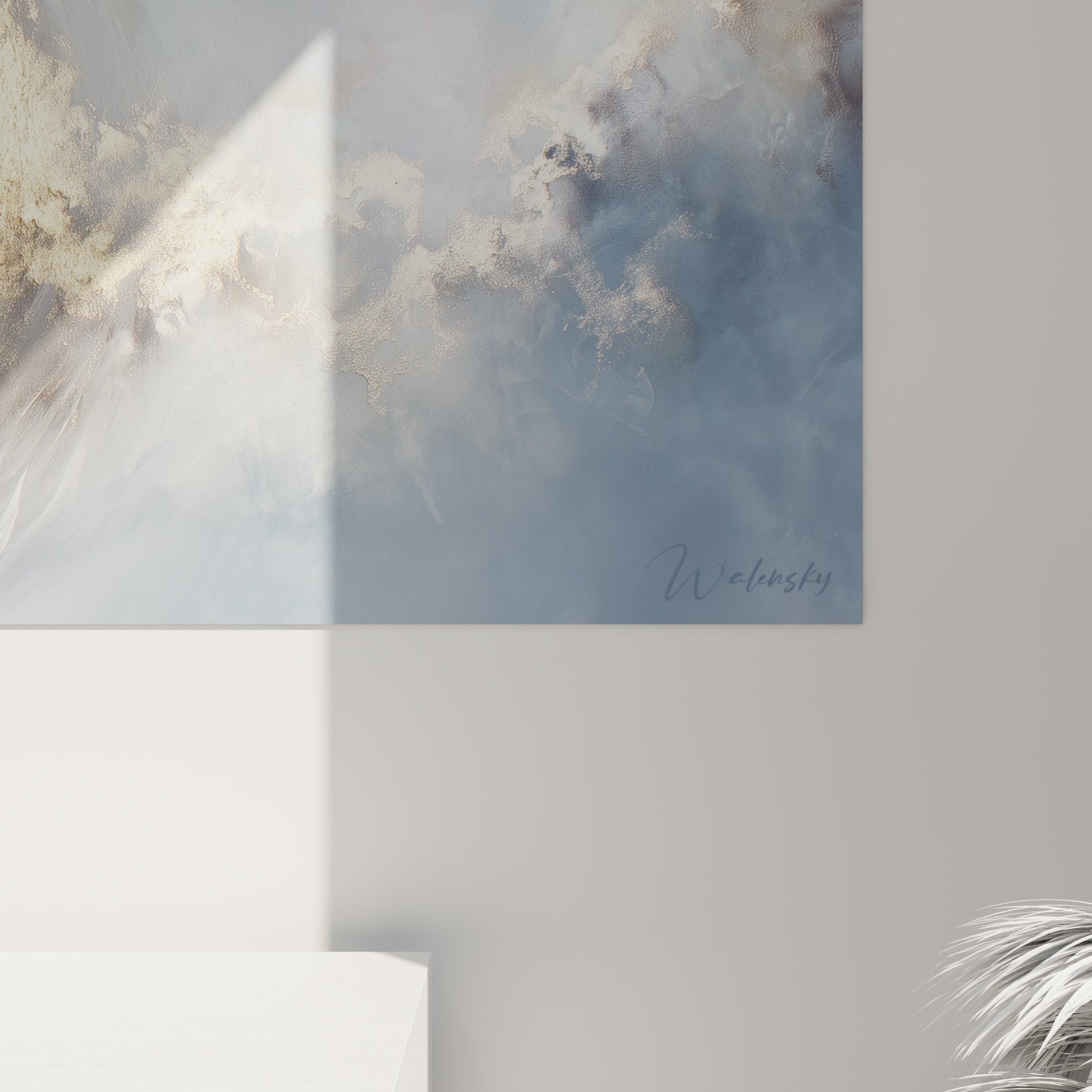 Abstract circle golden blue brown clouds feng shui west metal living room wall art overview