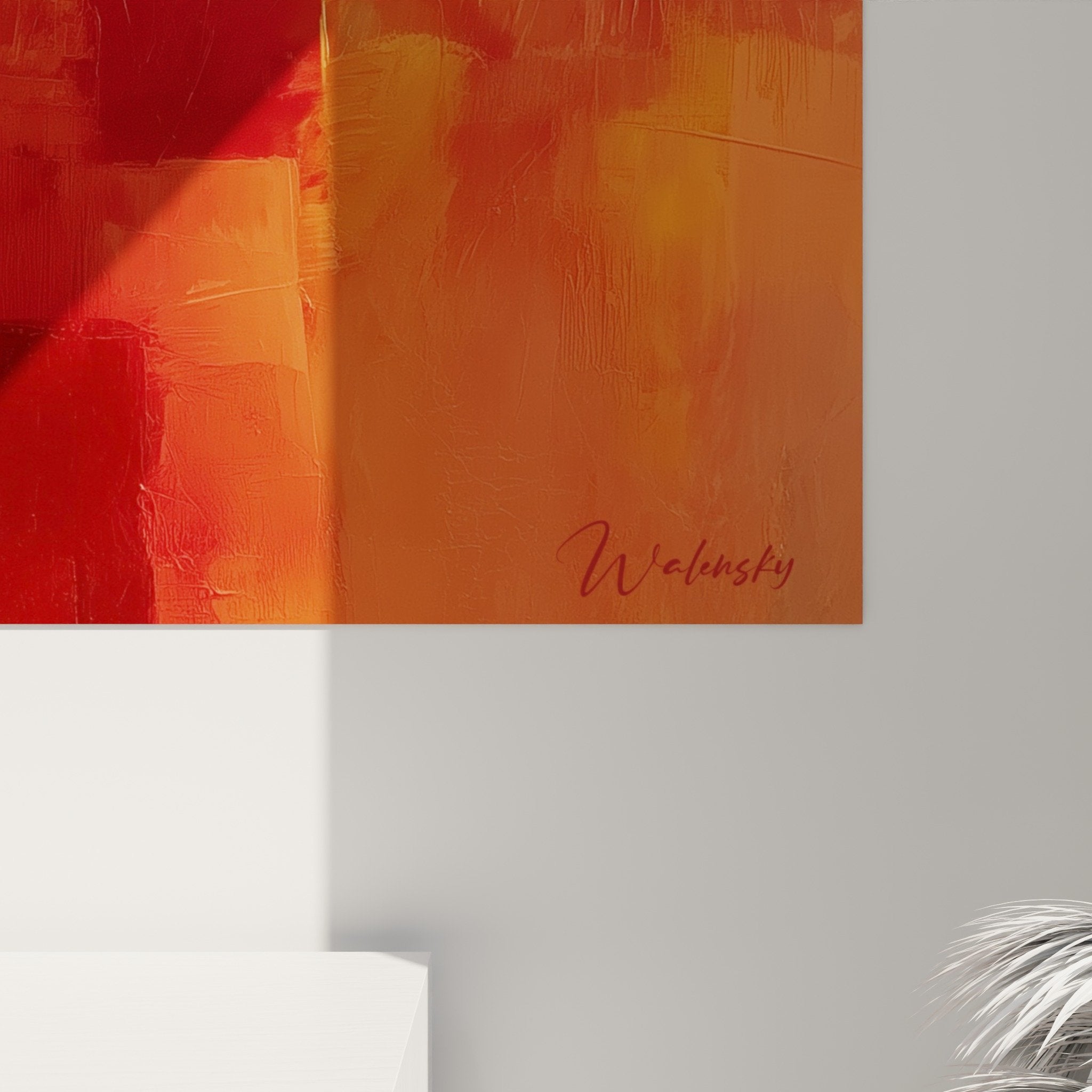 Abstract painting with warm colors modern interior decoration feng shui south fire