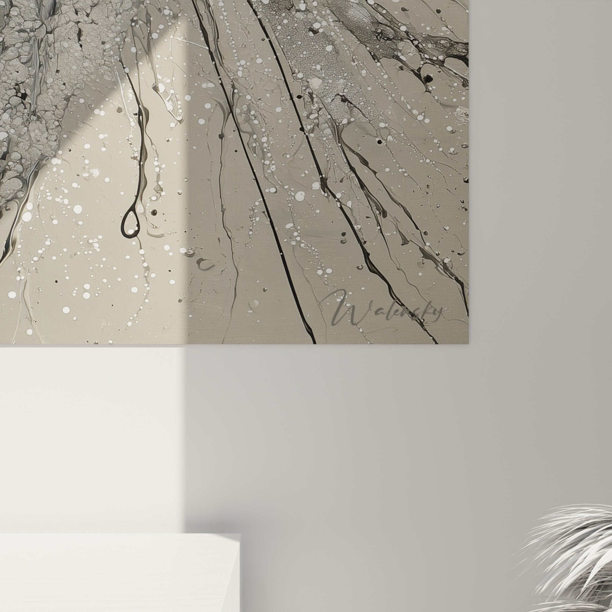 Vue ensemble tableau abstrait explosion radiante decoration murale moderne feng shui metal