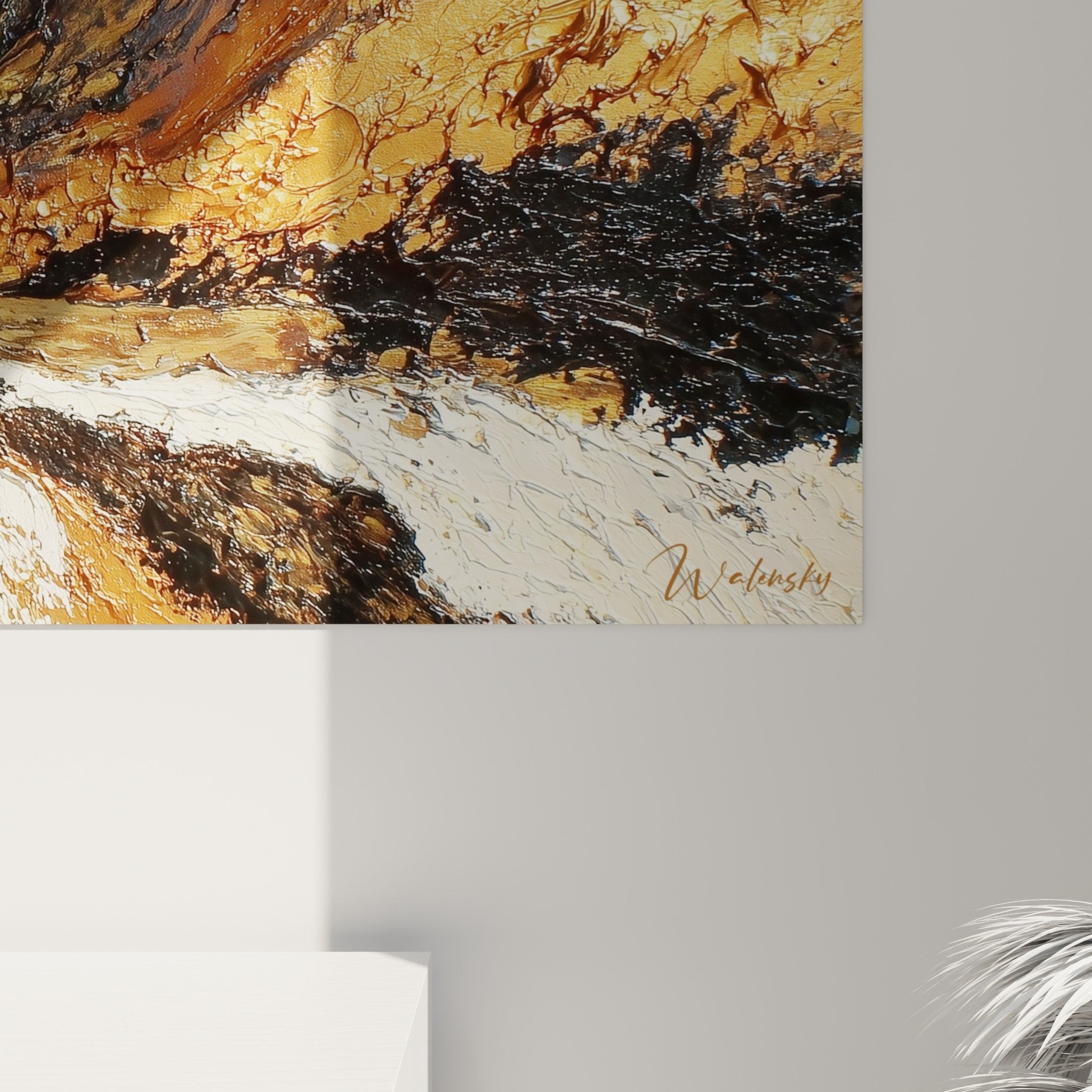 Perspective view abstract whirlwind ochre feng shui northeast earth wall art decoration