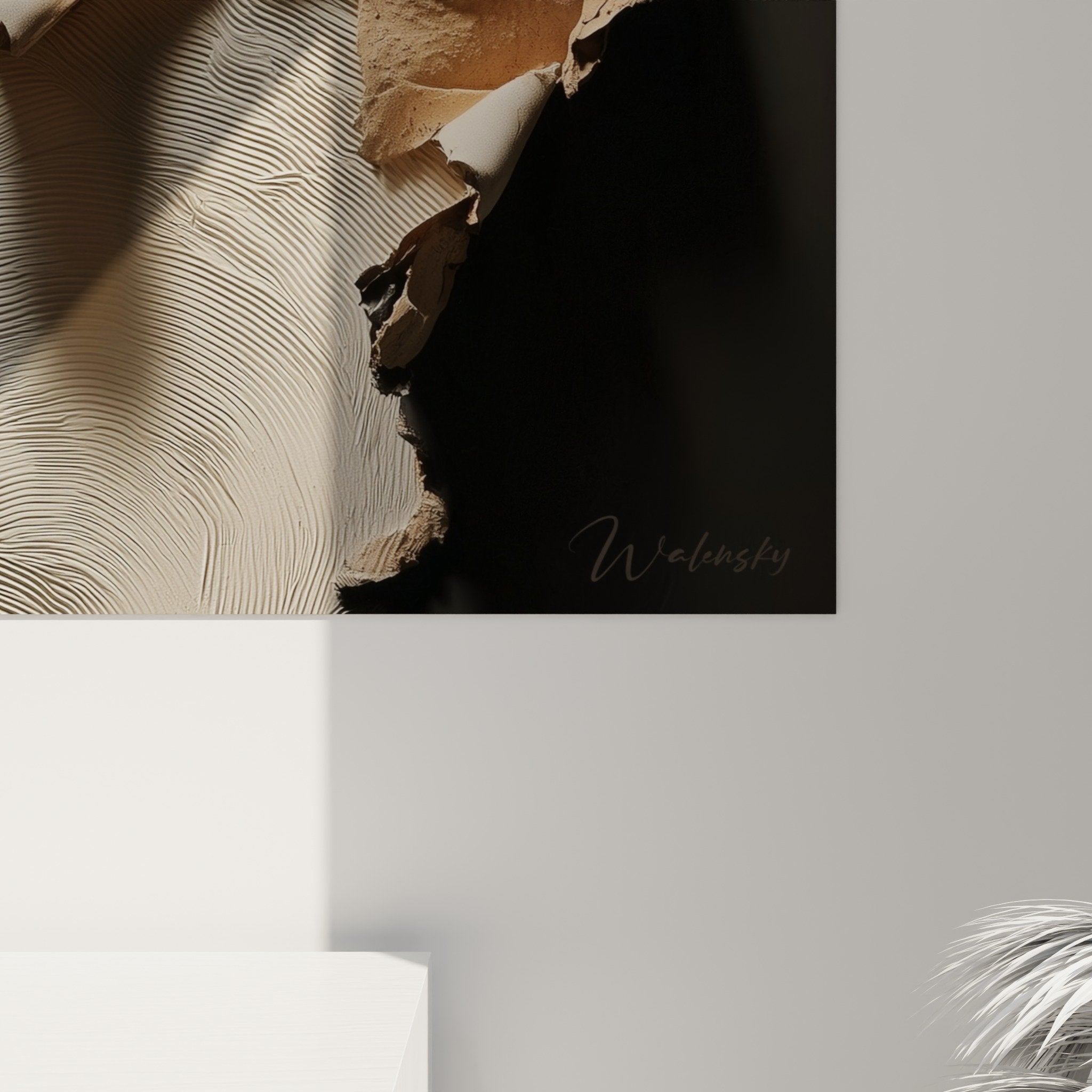 Abstract earth ivory textured wall art relief contemporary mural decoration