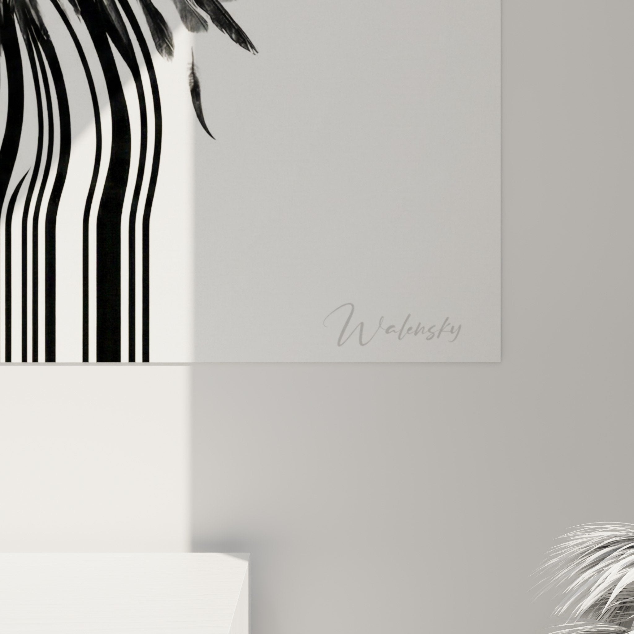 tableau mural ailes liberte codes barres street art pochoir noir blanc decoration moderne