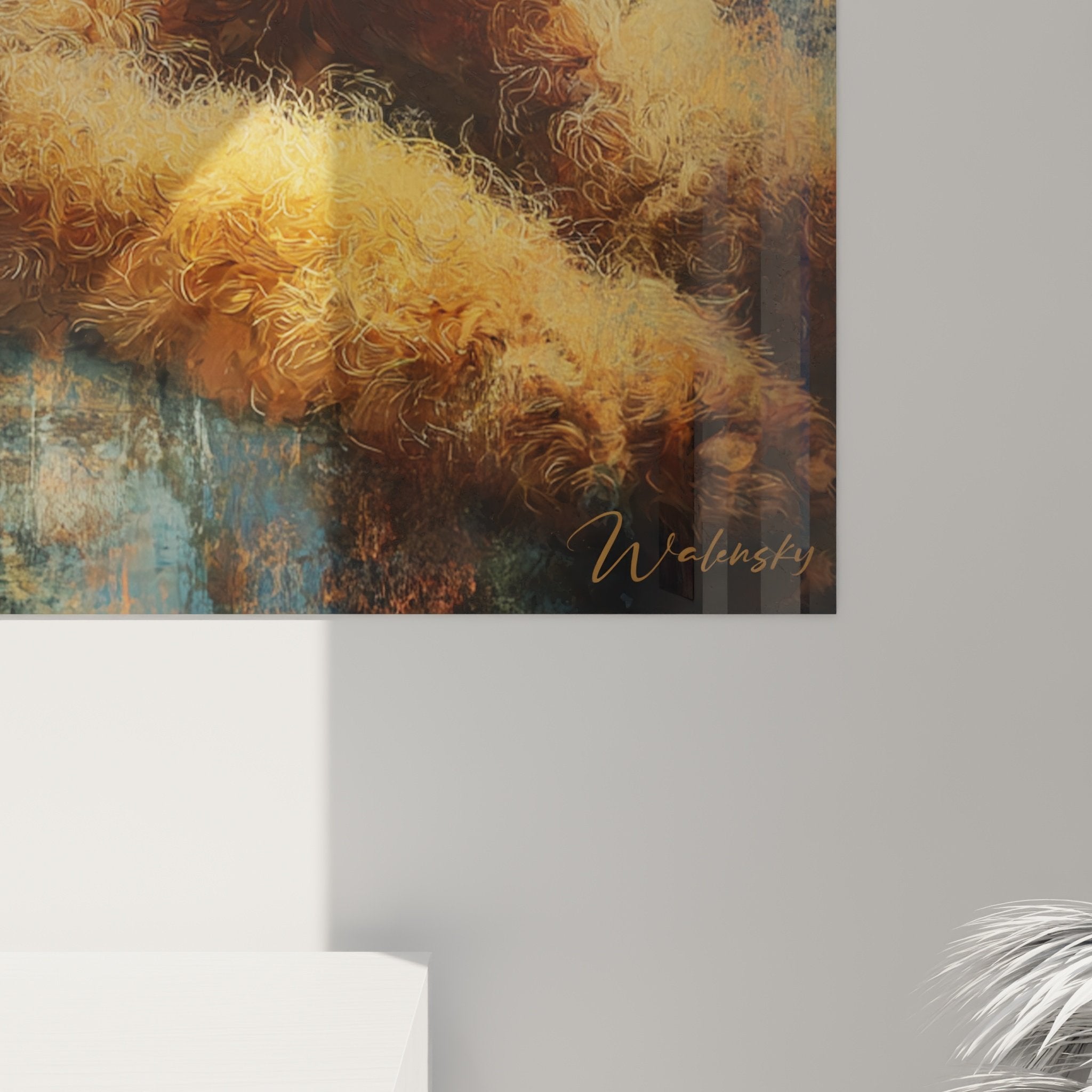 Gesamtansicht Wandbild Airedale Terrier rustikaler Stil Inneneinrichtung