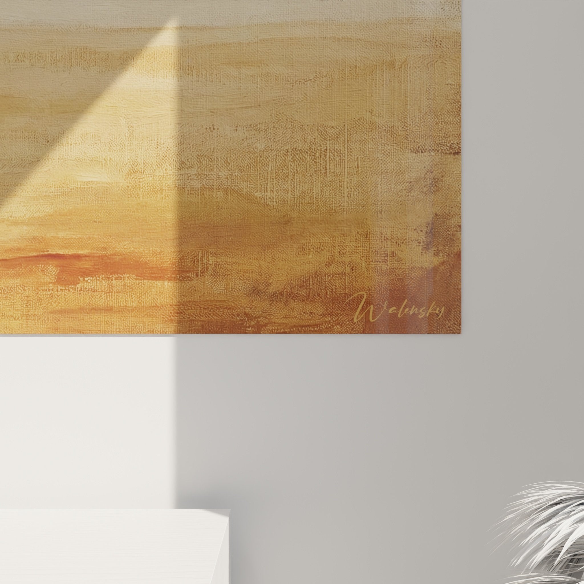 Vue ensemble tableau akita inu format panoramique mur blanc decoration interieure moderne tons naturels