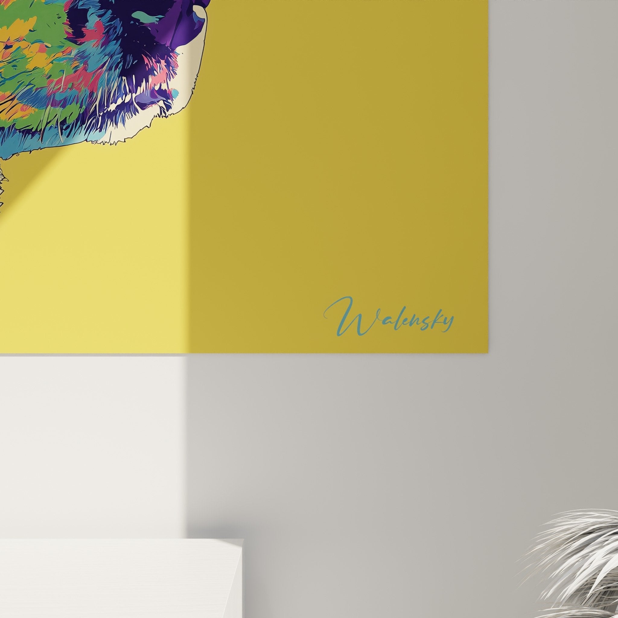 Vue ensemble tableau Australian Cattle Dog pop art decoration interieure contemporaine