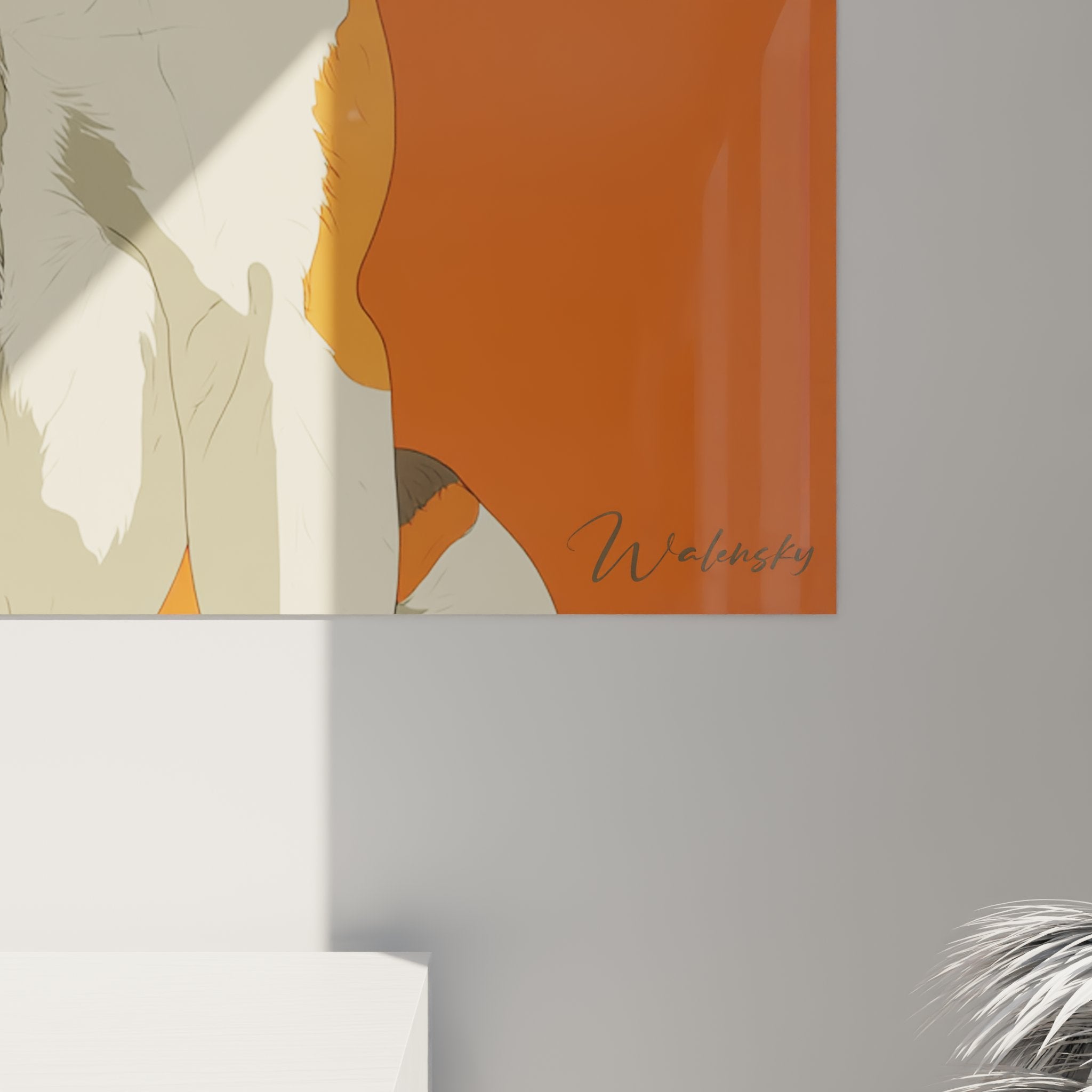 quadro beagle ritratto arancione vista d'insieme decorazione interno moderno
