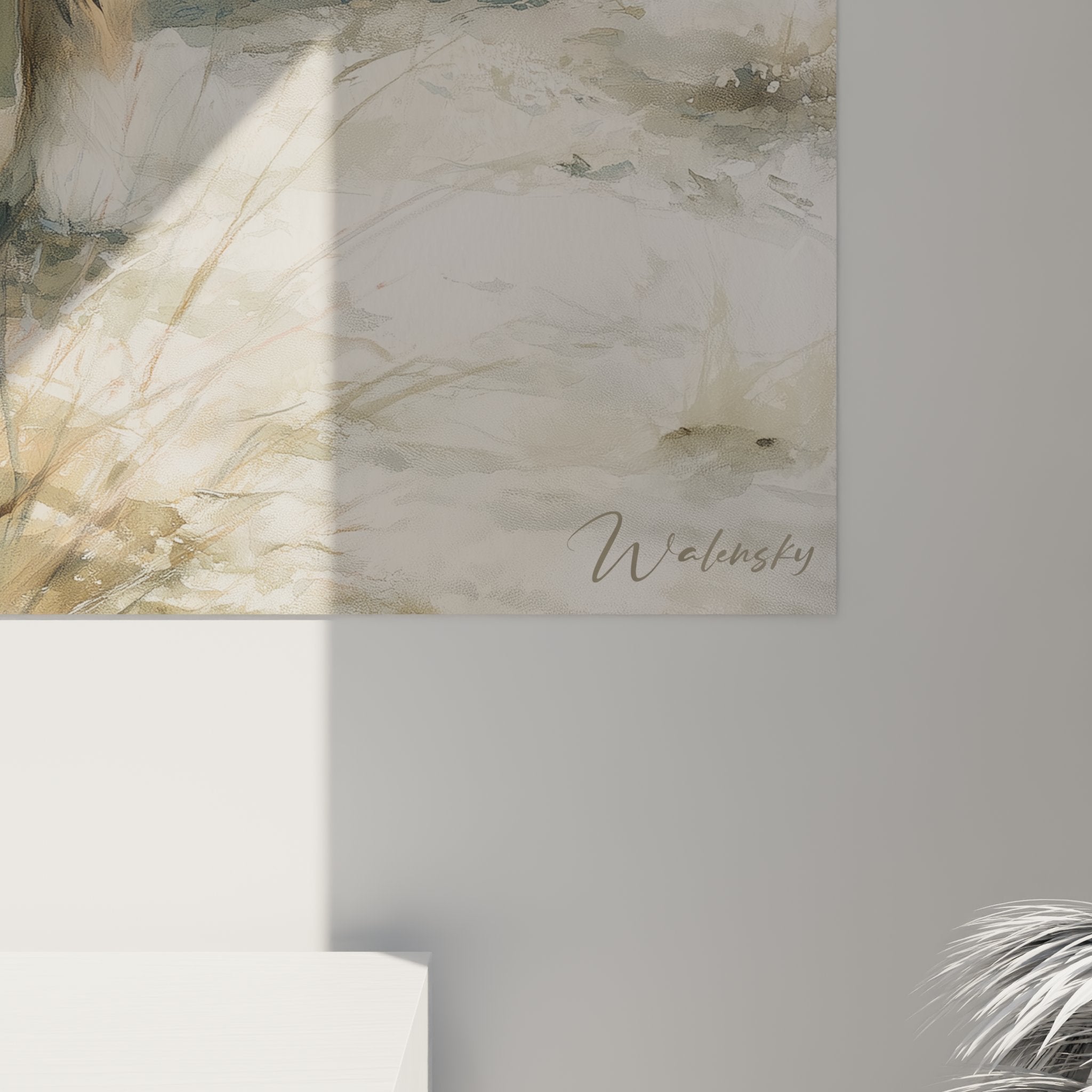 Vue ensemble tableau berger australien paysage brumeux décoration murale élégante