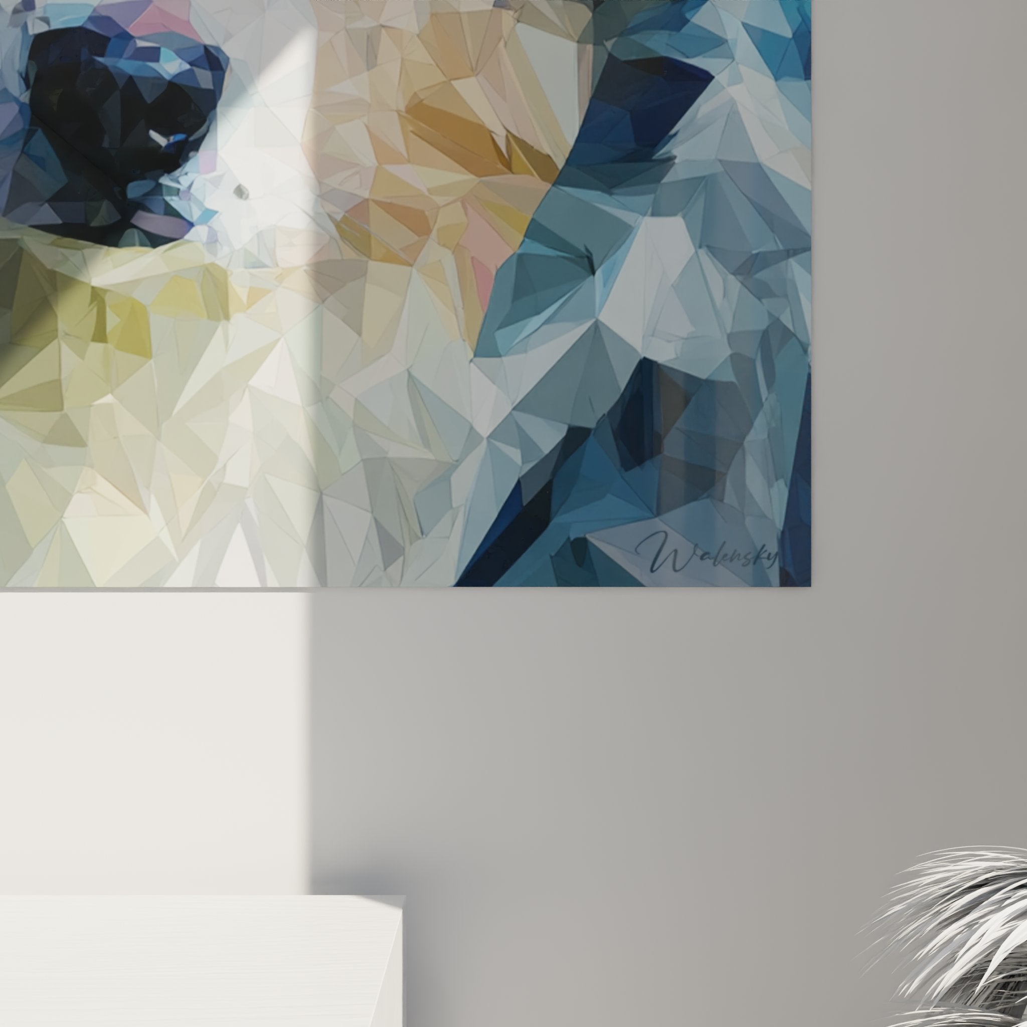 Full view Australian Shepherd geometric wall art contemporary mural decoration