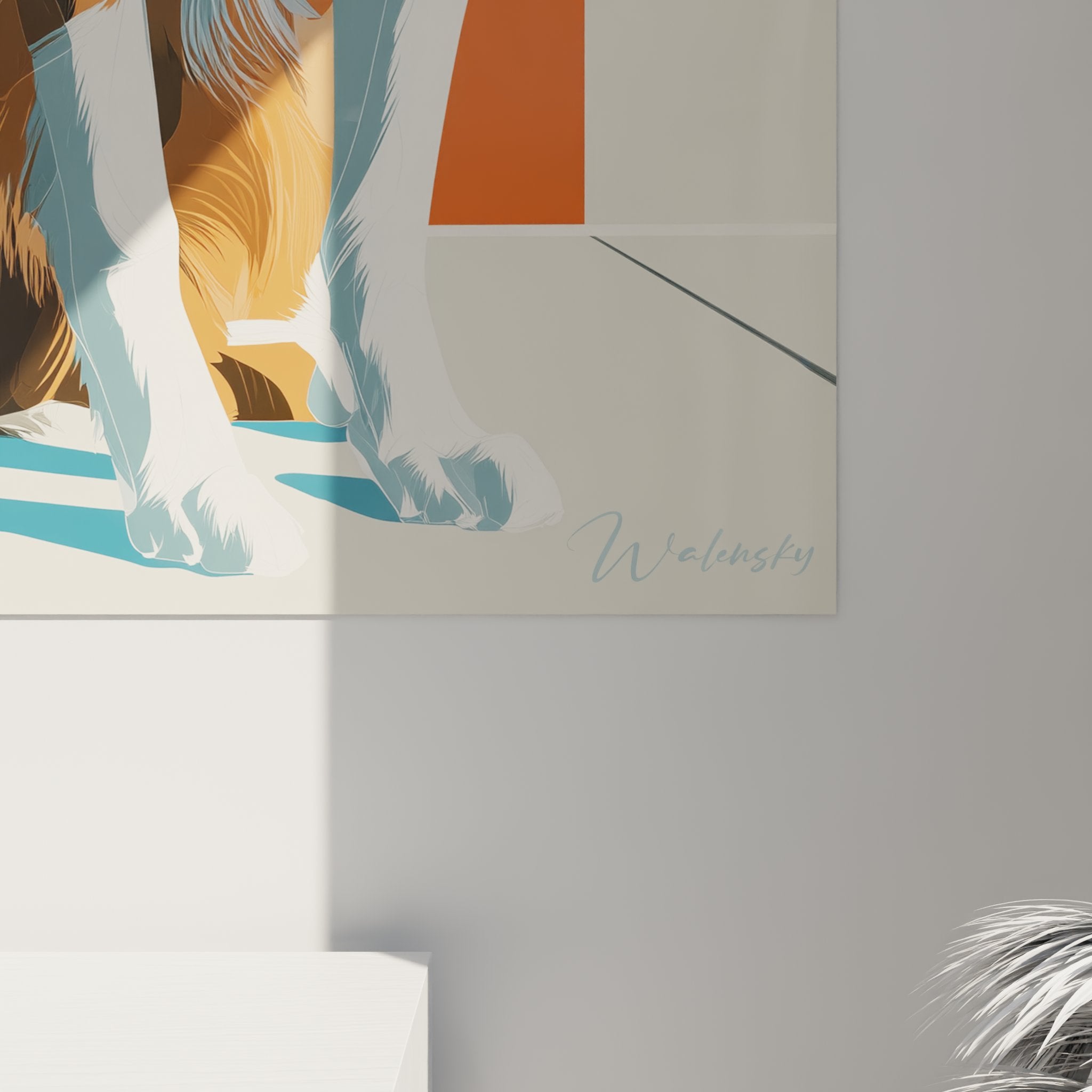 Vue ensemble tableau berger australien tricolore portrait chien decoration murale moderne