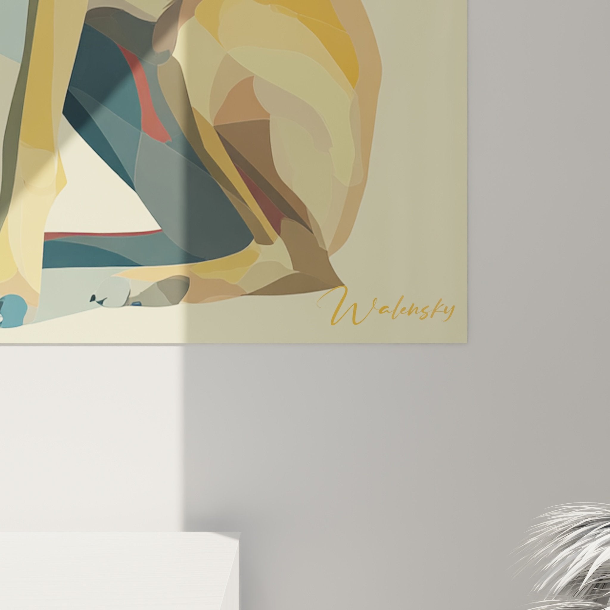 full view belgian shepherd malinois geometric art wall decor modern warm tones