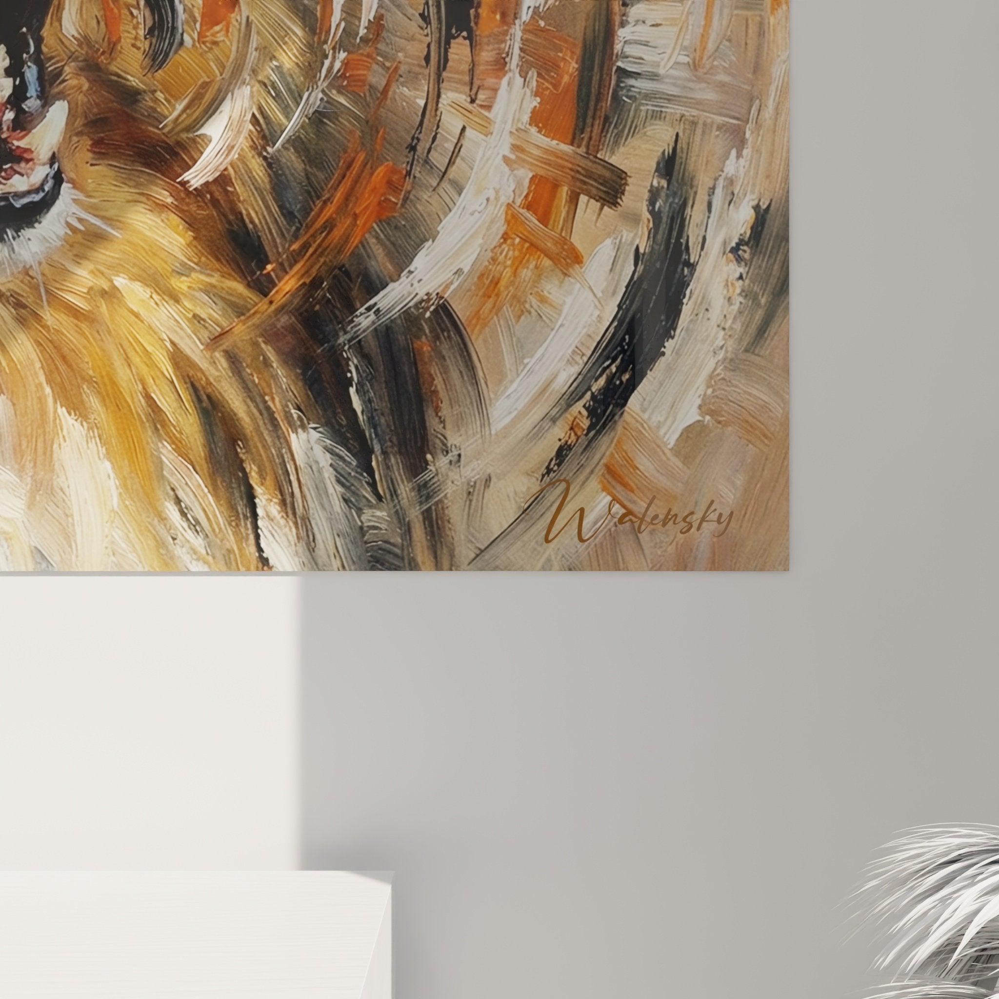 tableau mural berger shetland expression dynamique tons oranges dores