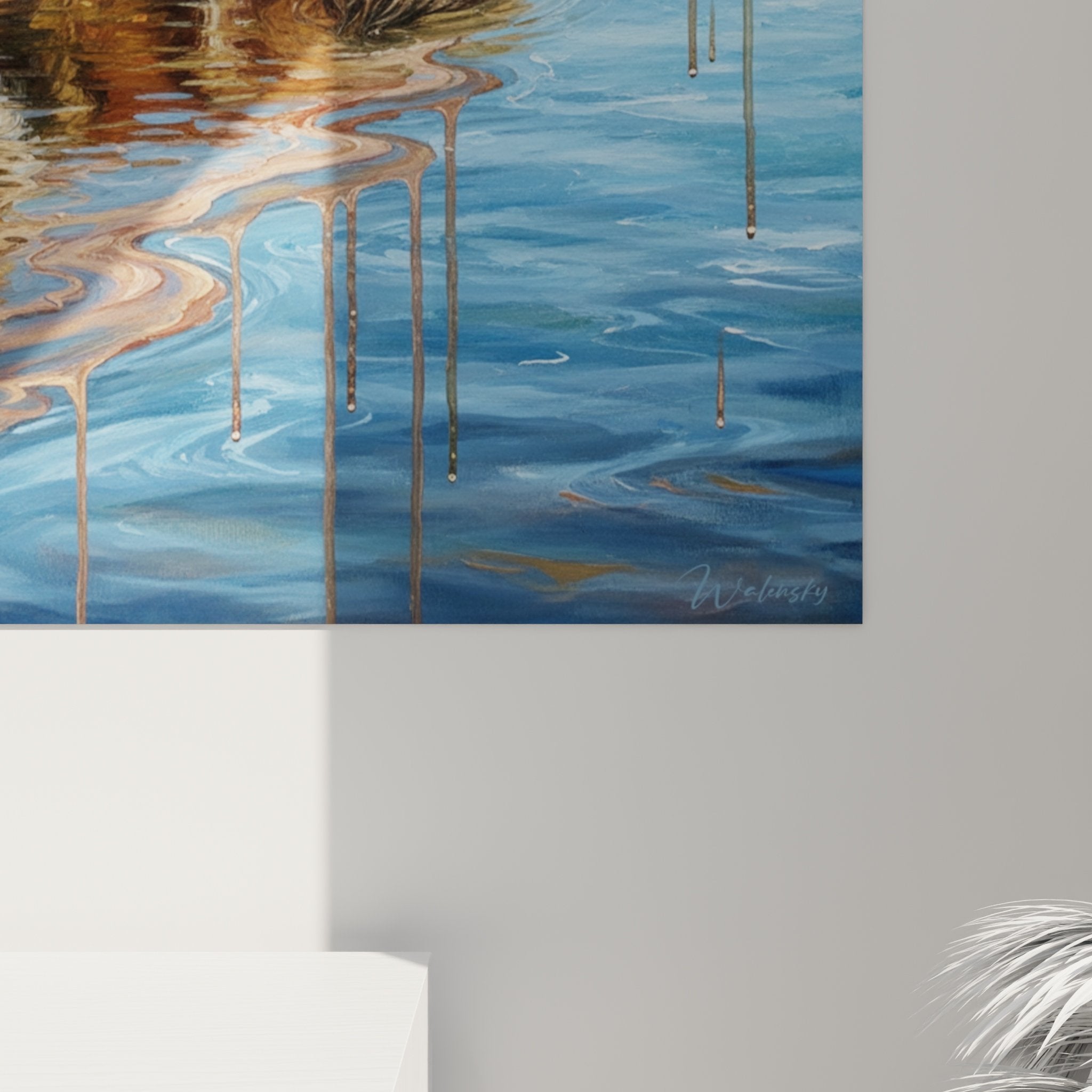 vue ensemble tableau berger des shetland eau reflets paysage automnal couleurs chaudes