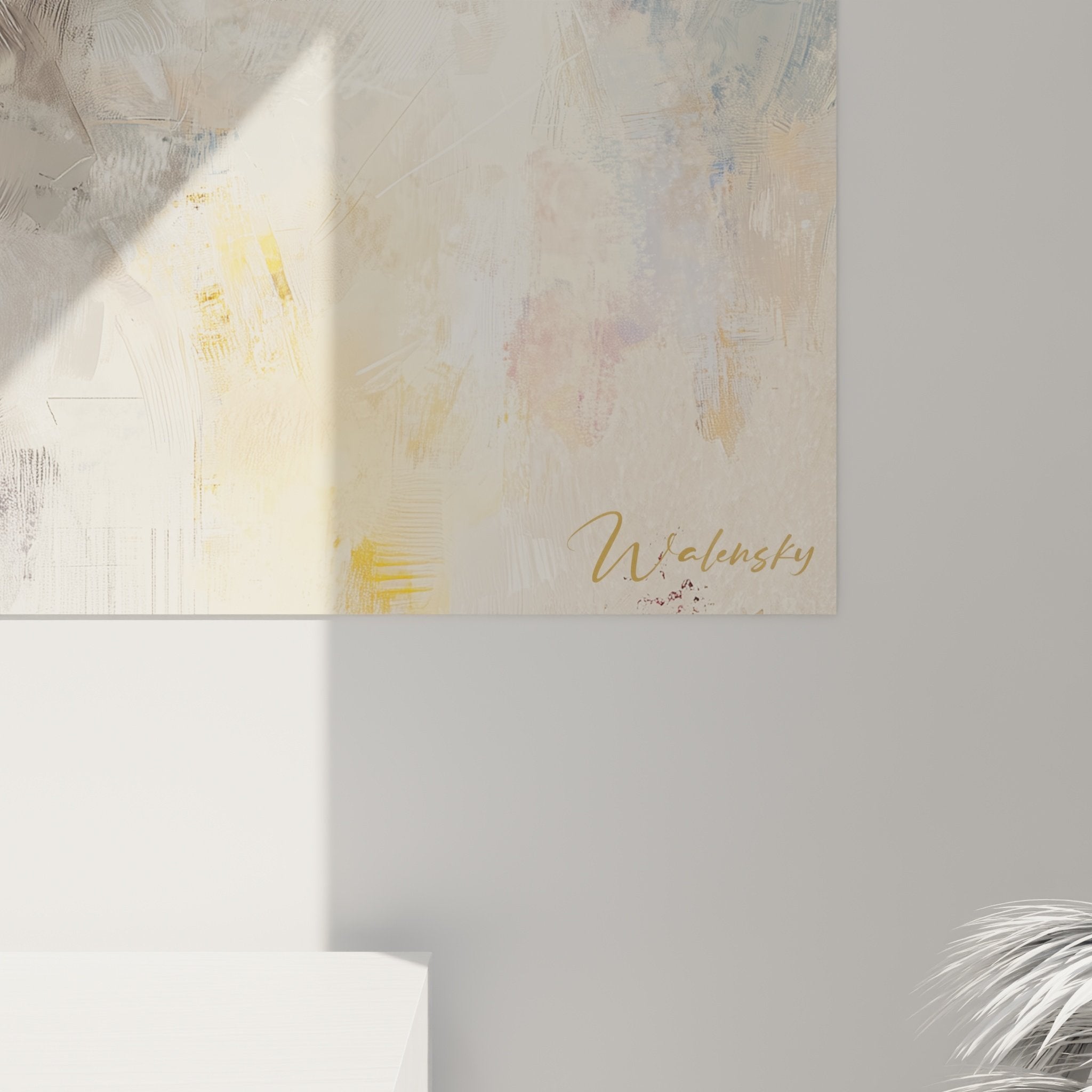 Bichon Frise painting overall view colored background modern interior decoration contemporary style