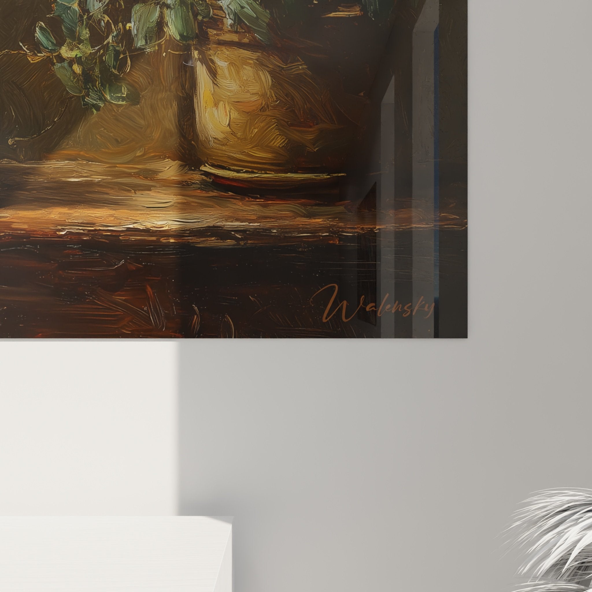 Vue ensemble tableau mural Bichon Frise scene domestique vintage tons sepia chocolat