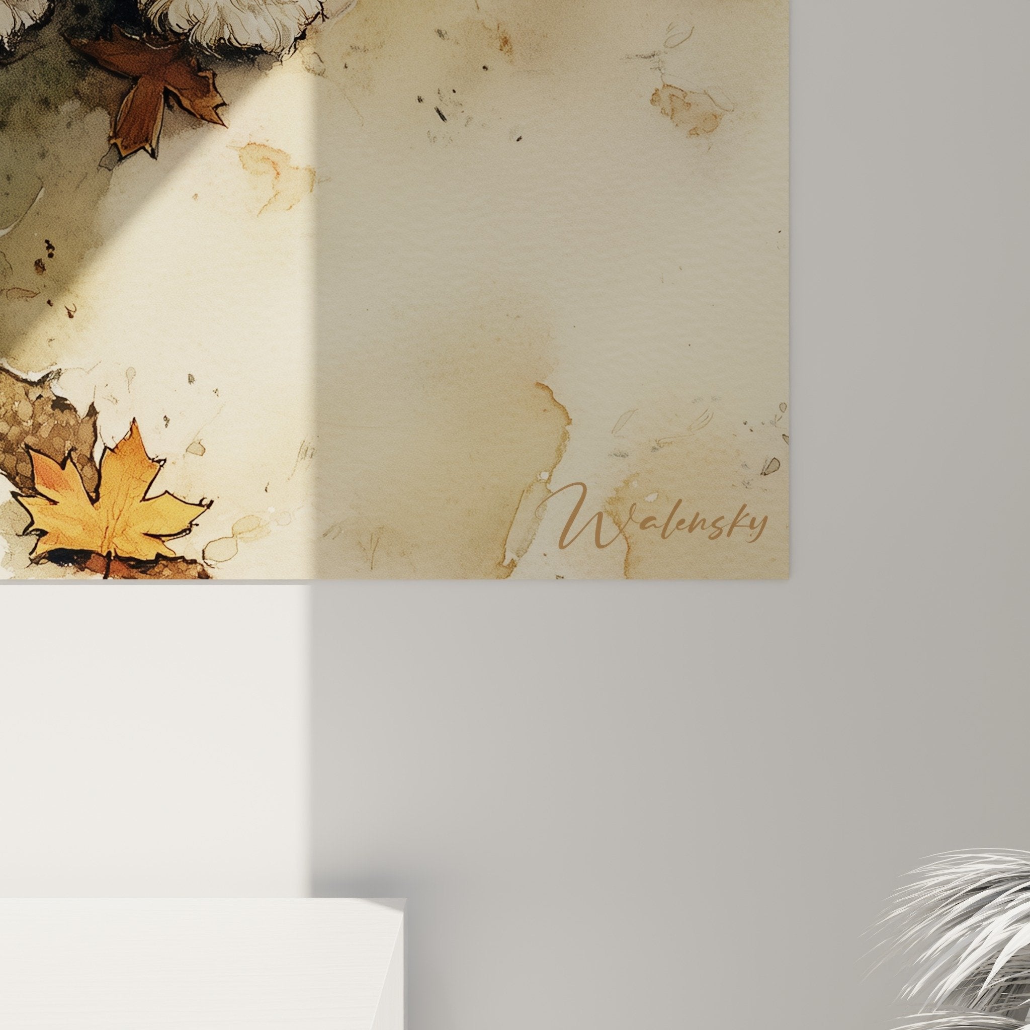 Vue ensemble tableau bichon havanais blanc decoration interieur style contemporain chaleureux