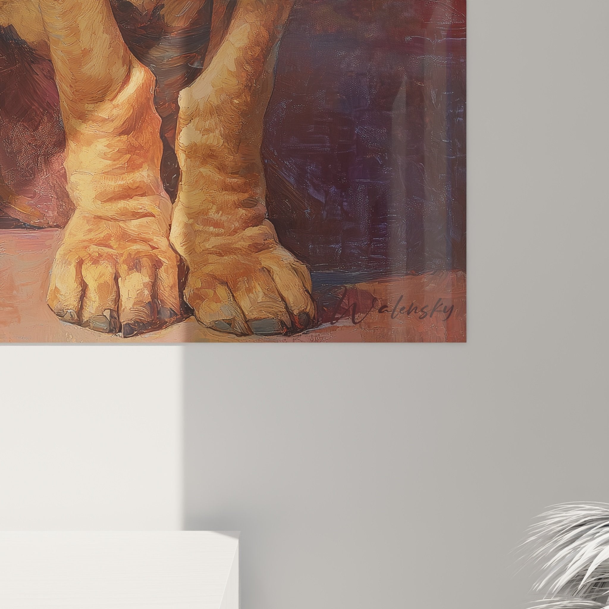 Vue ensemble tableau Bloodhound portrait chien tons chauds decoration murale