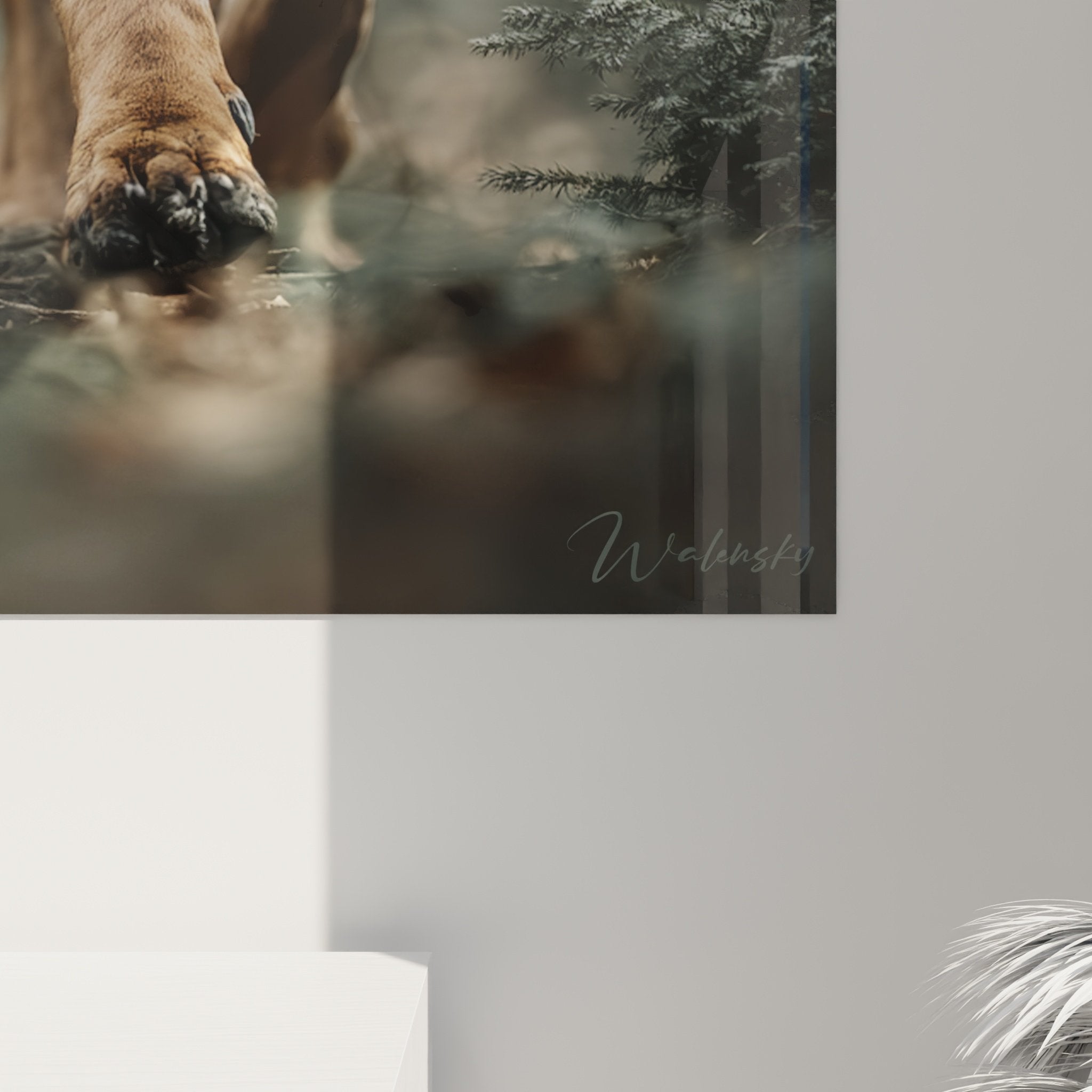 Übersichtsansicht Wandbild Bloodhound, Hochformat, Inneneinrichtung Hubertushund