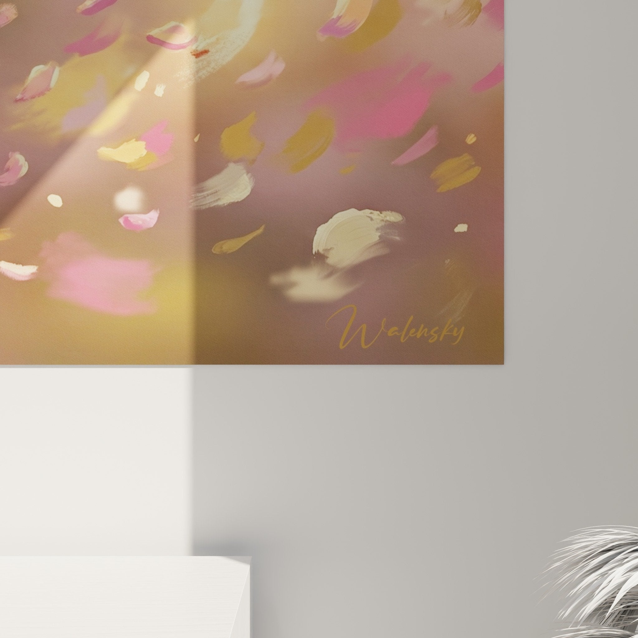 Full view blooming bonsai wall art living room elegant floral decoration roses