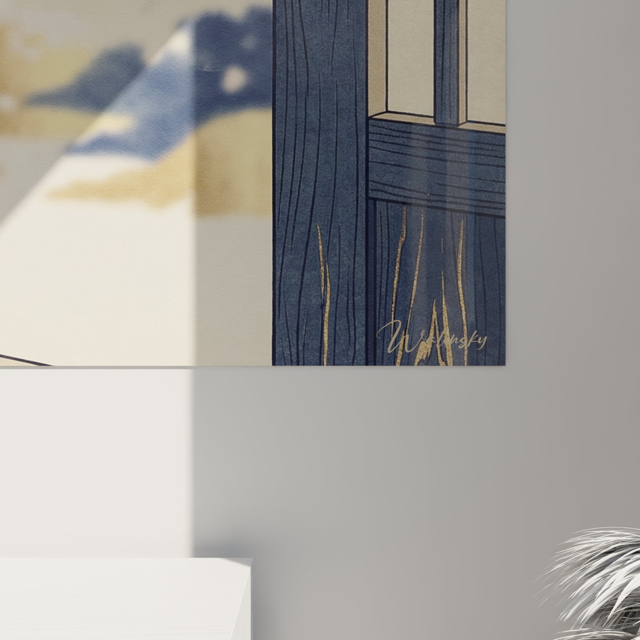 Vue ensemble tableau bouledogue francais terrasse bois horizon dore style artistique contemplatif naturel